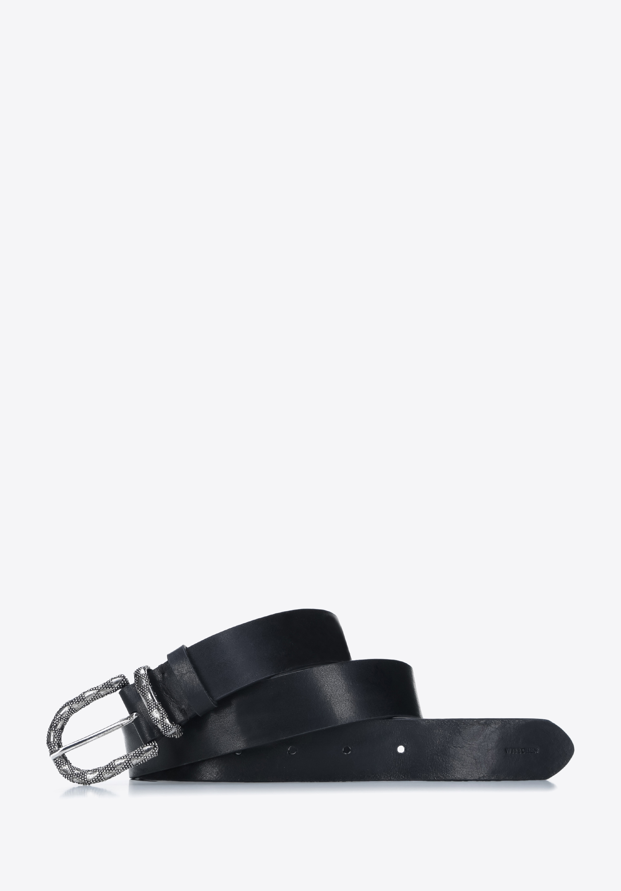Damen-Ledergürtel mit großer Zierschnalle, schwarz, 93-8D-200-1-XL, Bild 1