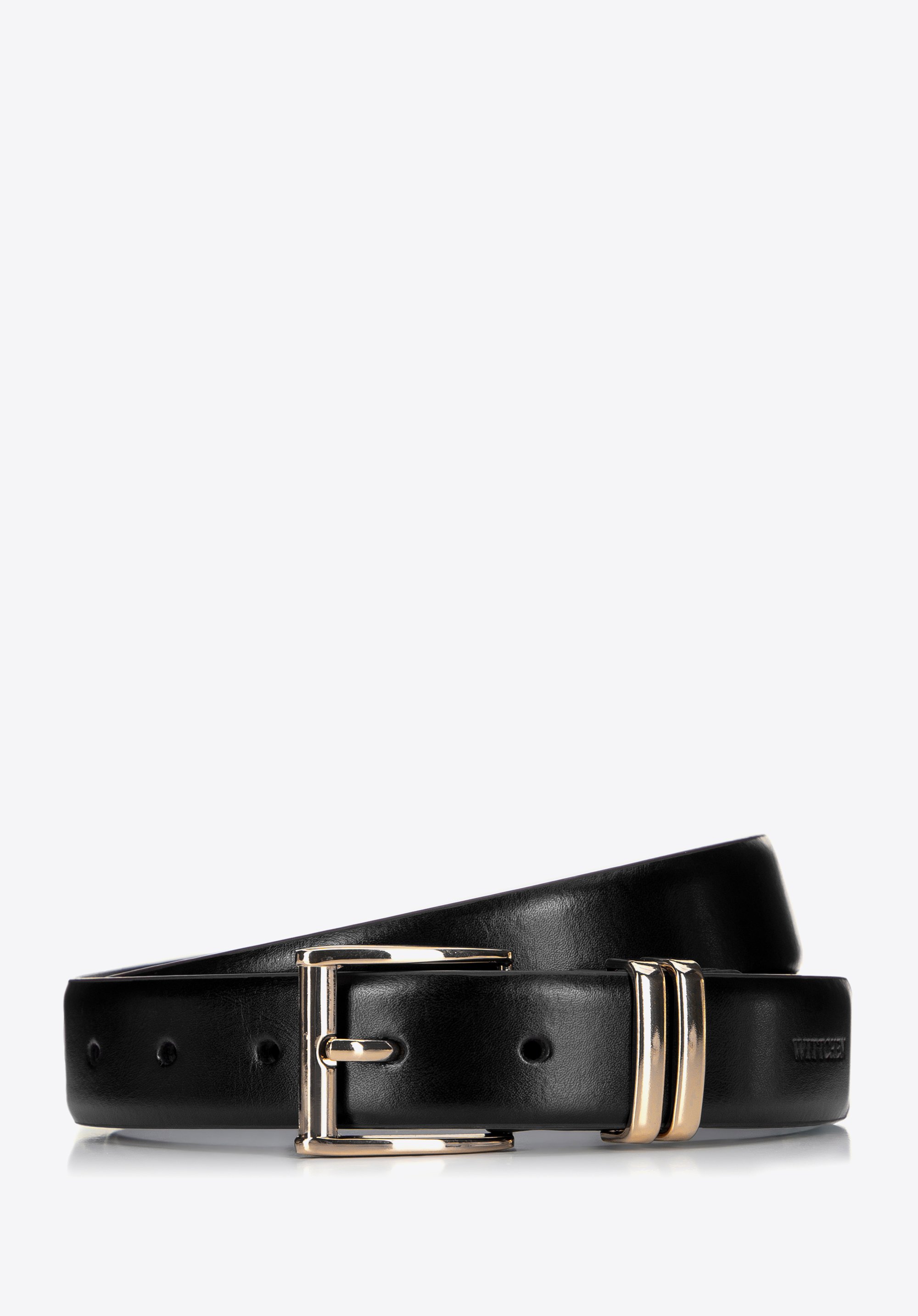 Damen Ledergürtel mit rechteckiger Schnalle, schwarz, 99-8D-124-1-XL, Bild 1