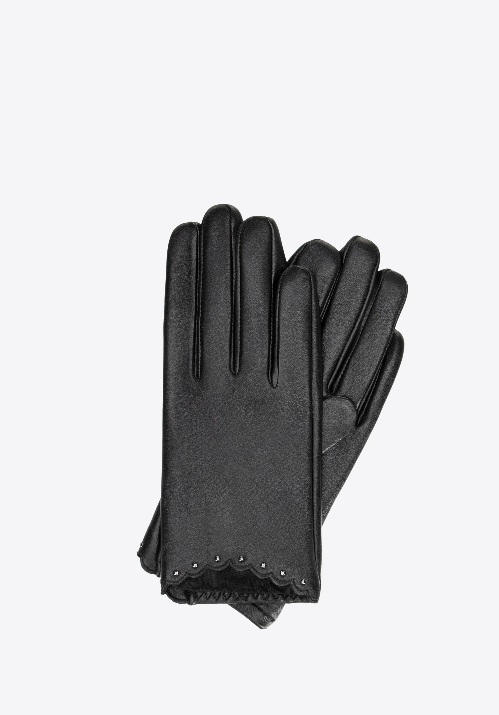 Damen-Lederhandschuhe mit Nietenbesatz, schwarz, 45-6L-211-1-L, Bild 1