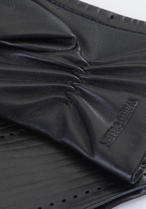 Damen-Lederhandschuhe mit Prägung, schwarz, 39-6-652-1-S, Bild 4
