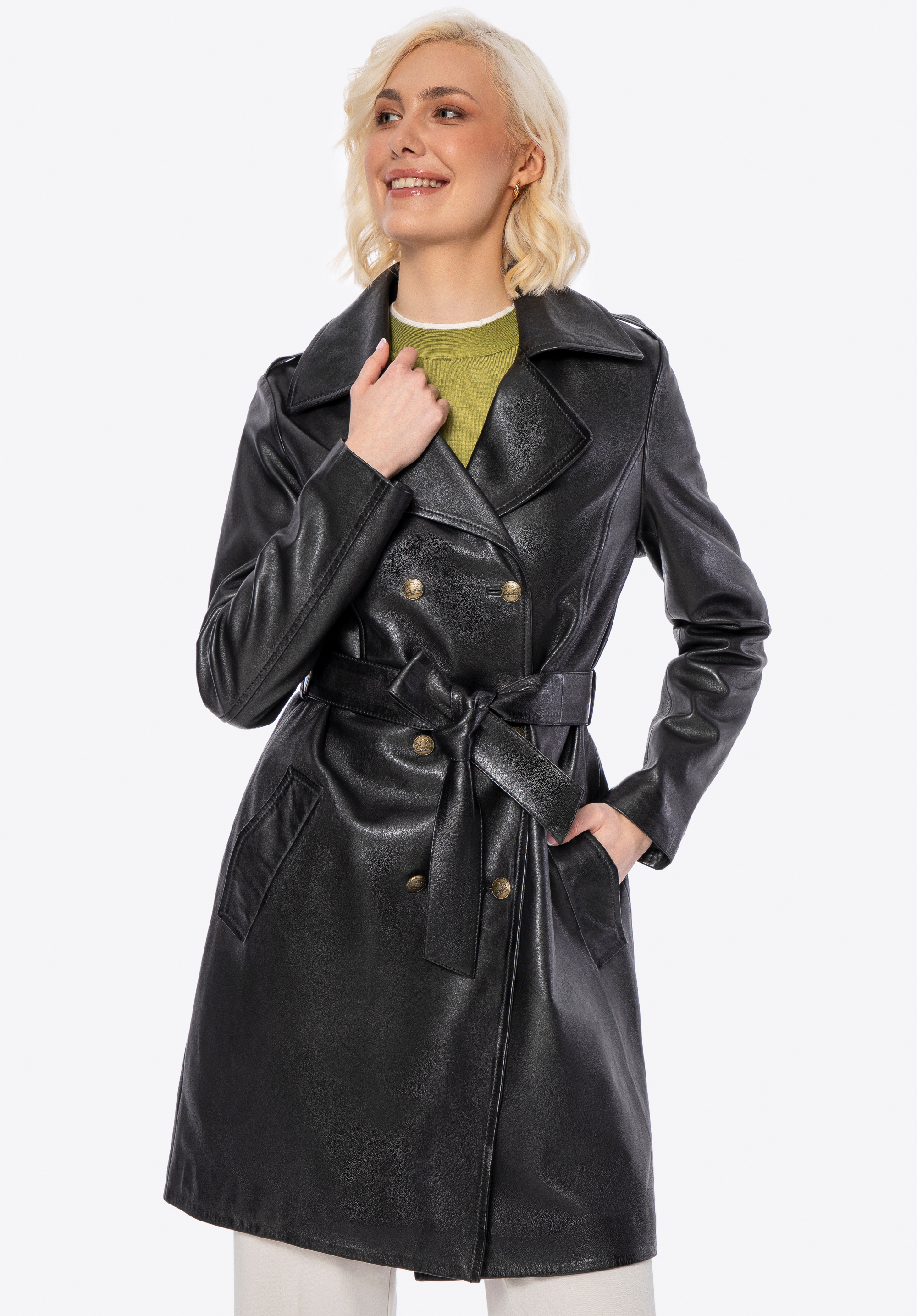 Damen Ledermantel, schwarz, 100-09-406-1-XL, Bild 1