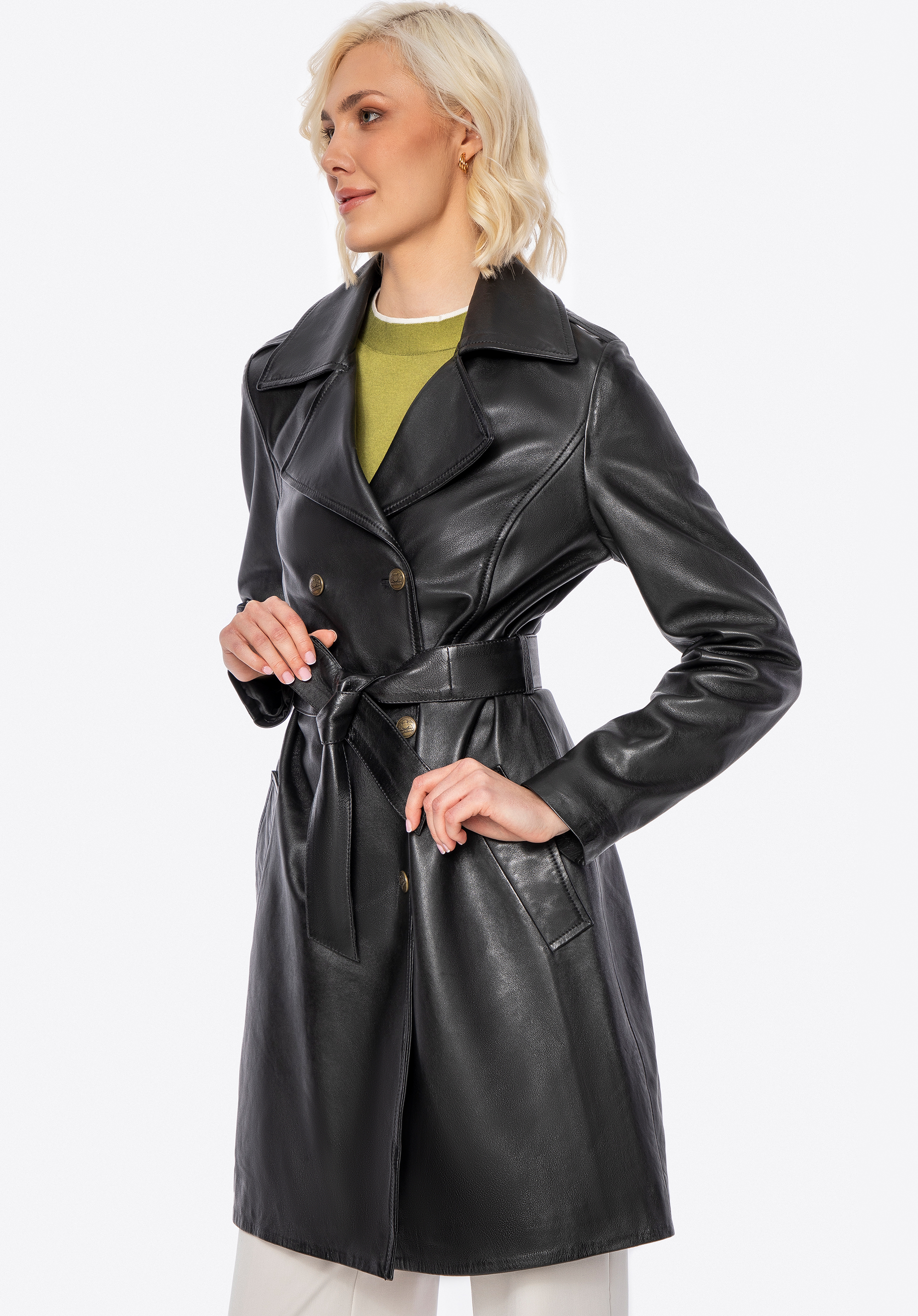 Damen Ledermantel, schwarz, 100-09-406-1-XL, Bild 1
