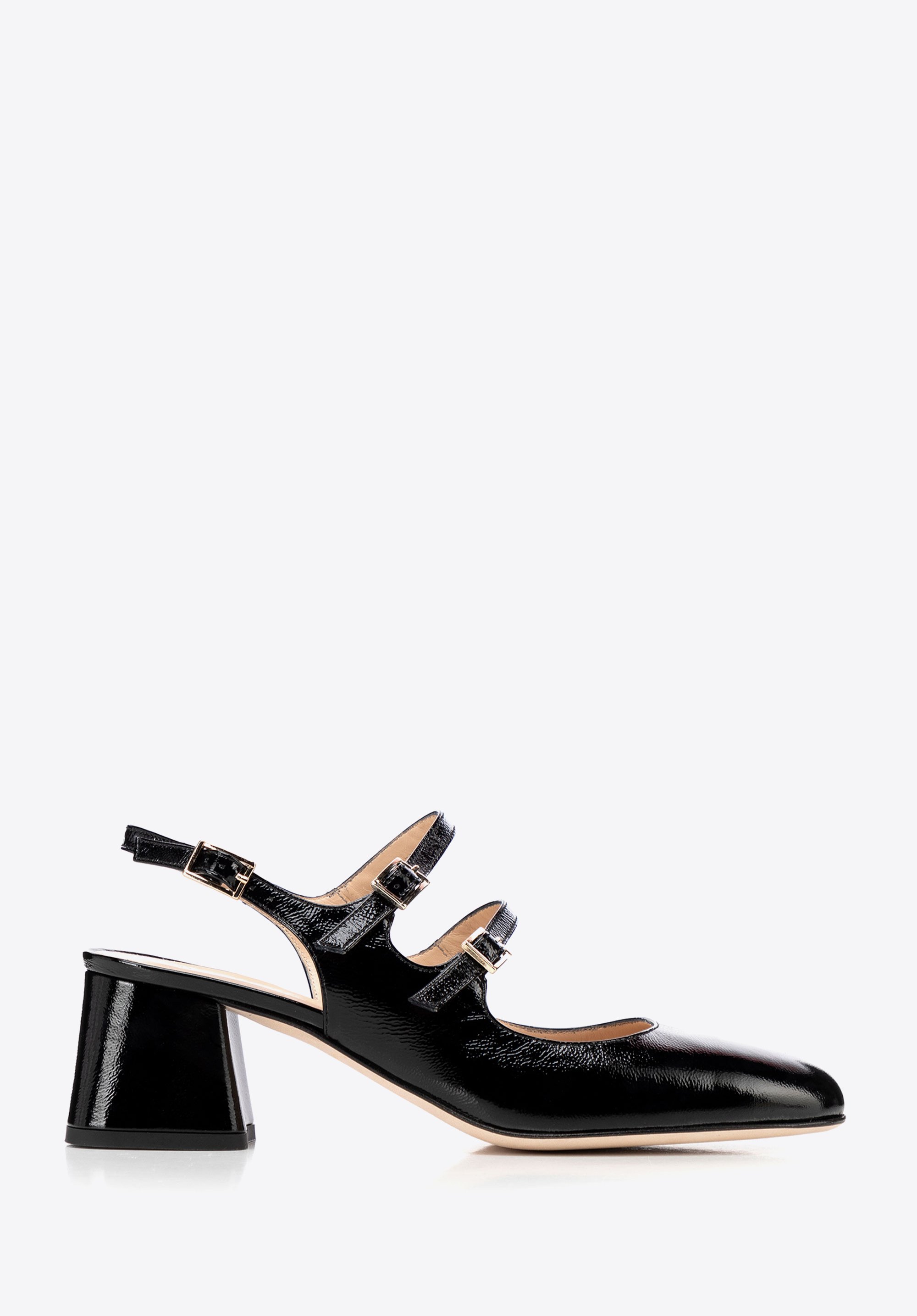 Damen Lederpumps mit Riemen, schwarz, 100-D-106-1-39_5, Bild 1