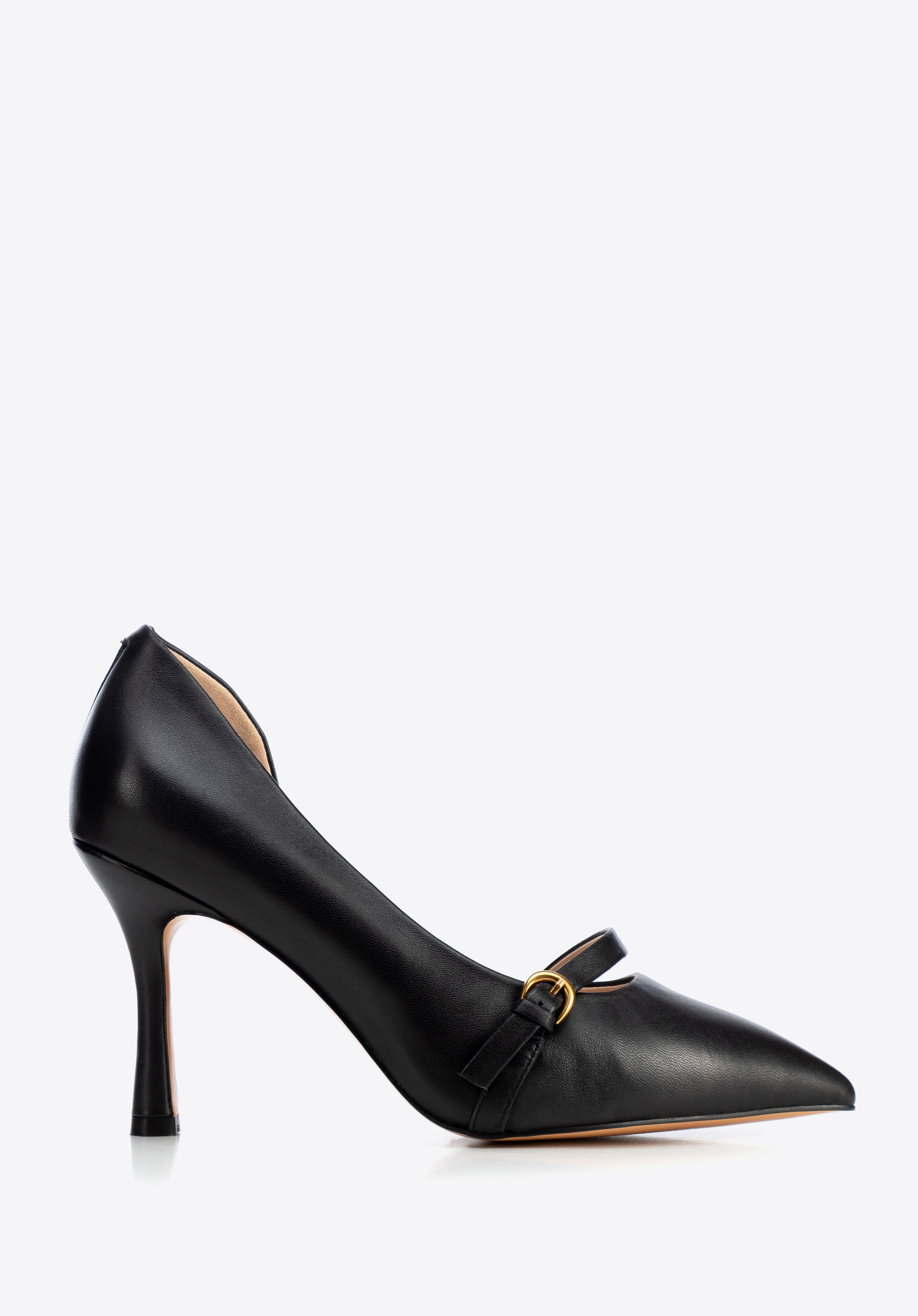Damen Lederpumps mit Riemen schwarz