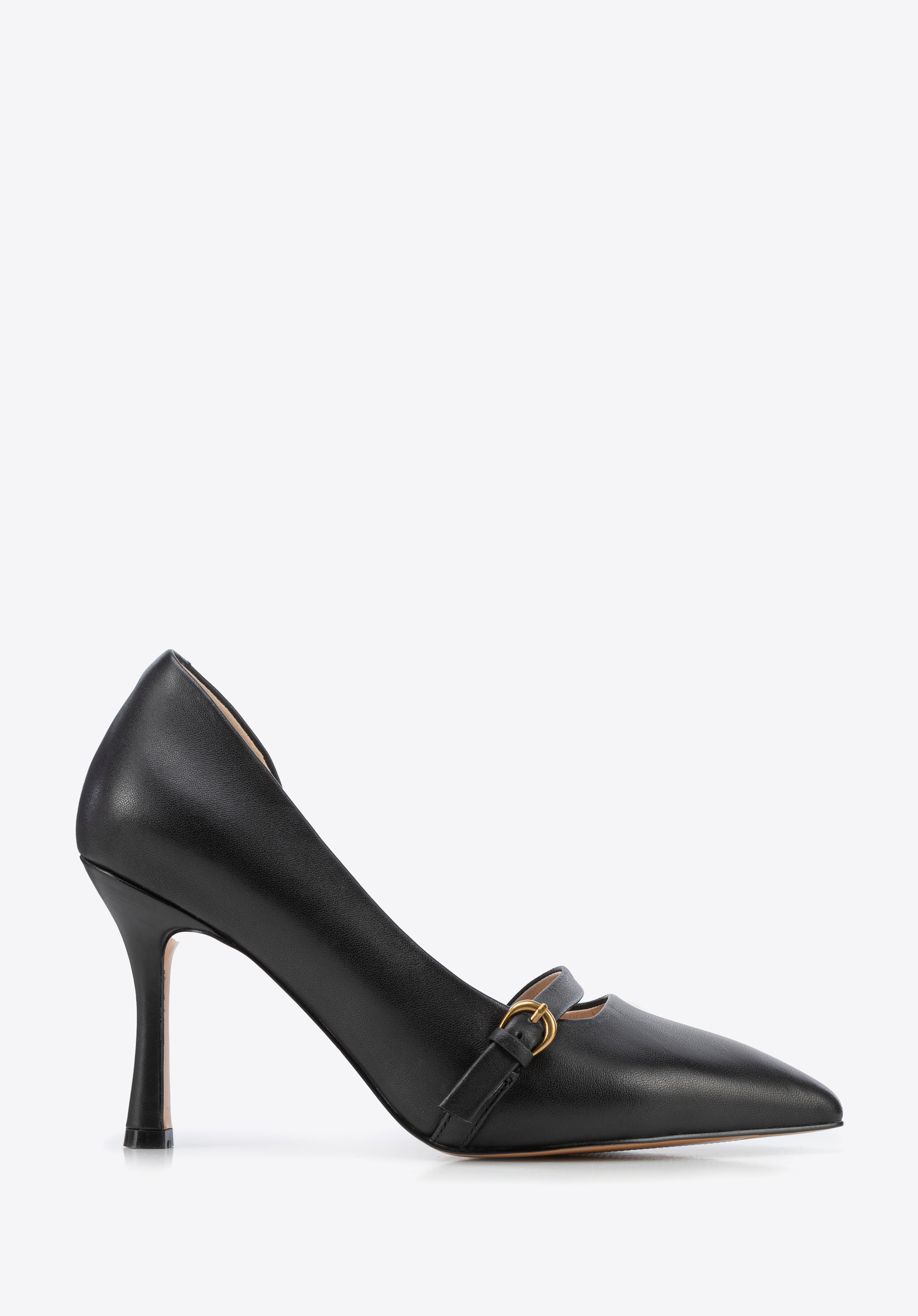 Damen Lederpumps mit Riemen, schwarz, 100-D-510-1-41, Bild 1