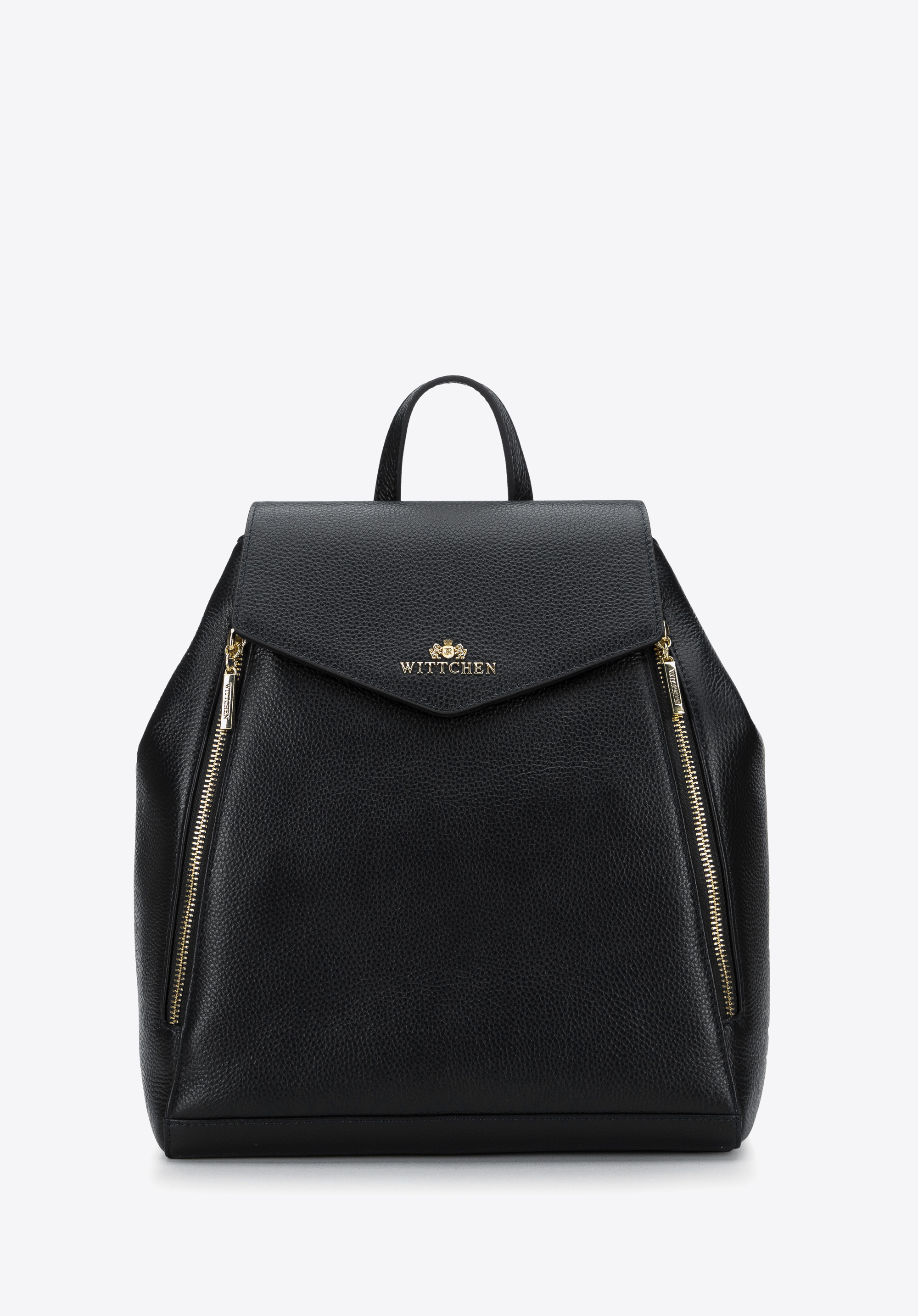 Damenrucksack aus Leder mit vertikalen Reißverschlüssen