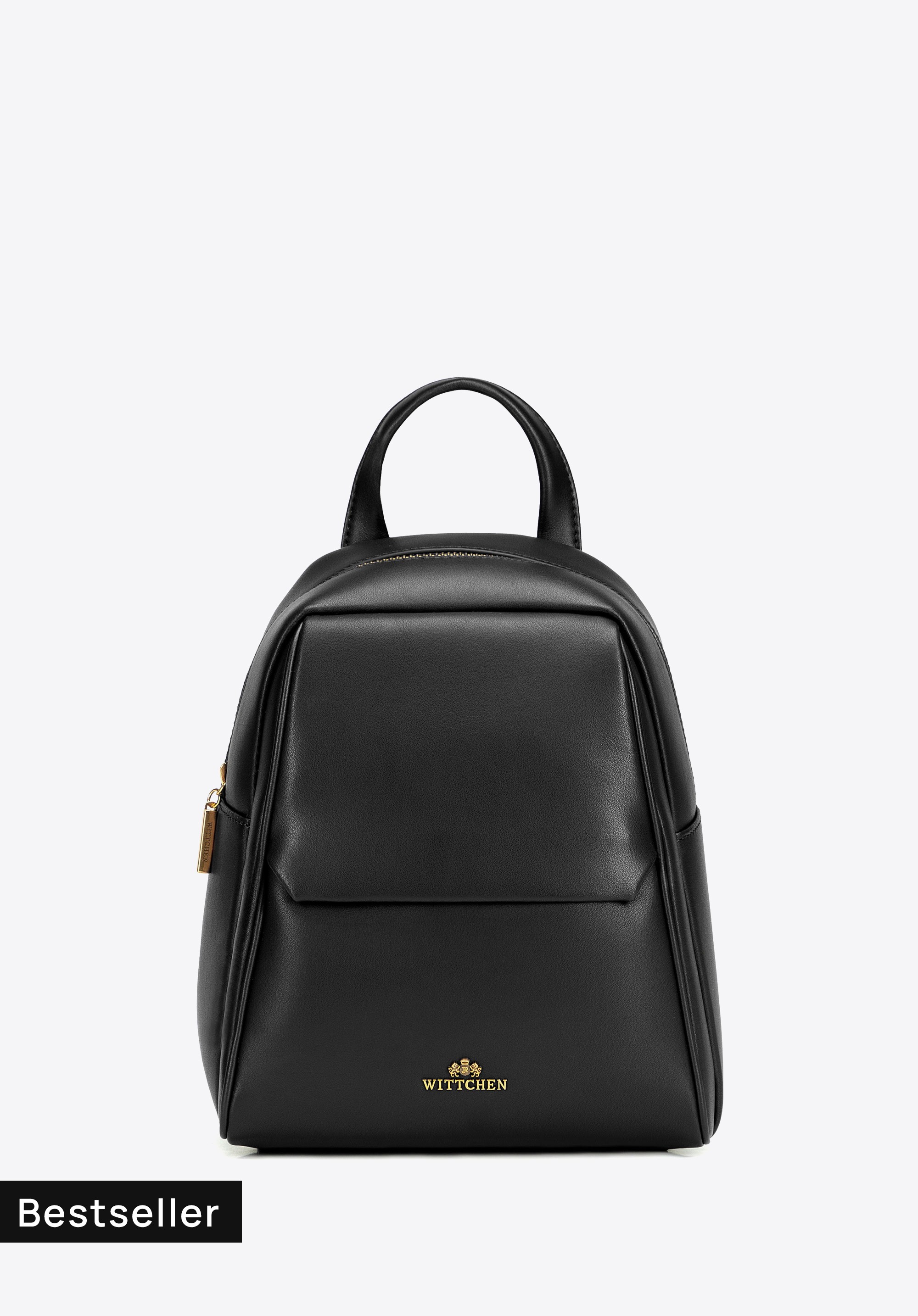 Damen-Lederrucksack mit Vordertasche, schwarz, 103-4E-210-1, Bild 1
