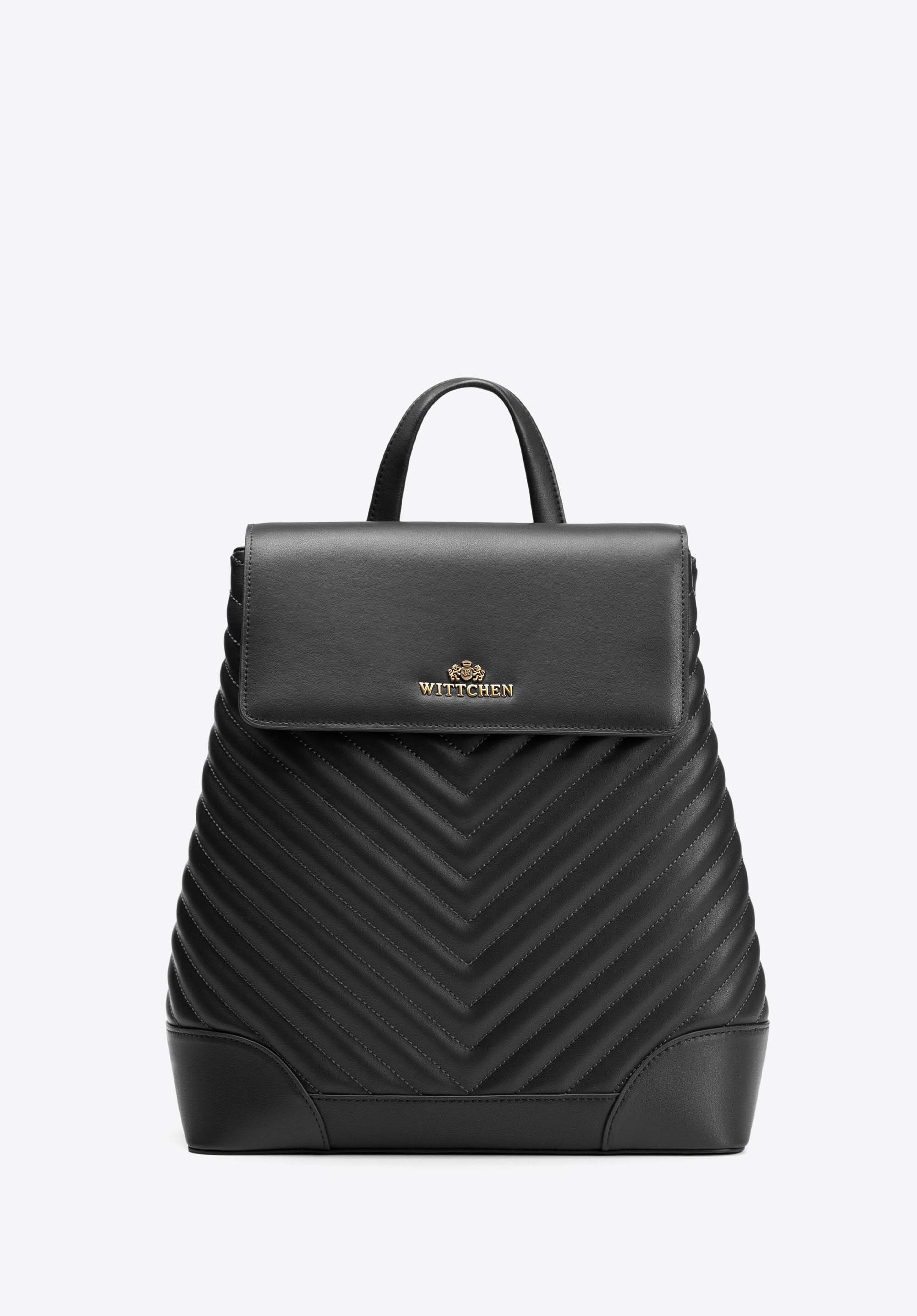 Damen-Lederrucksack mit Ziernähten, schwarz, 102-4E-206-1, Bild 1