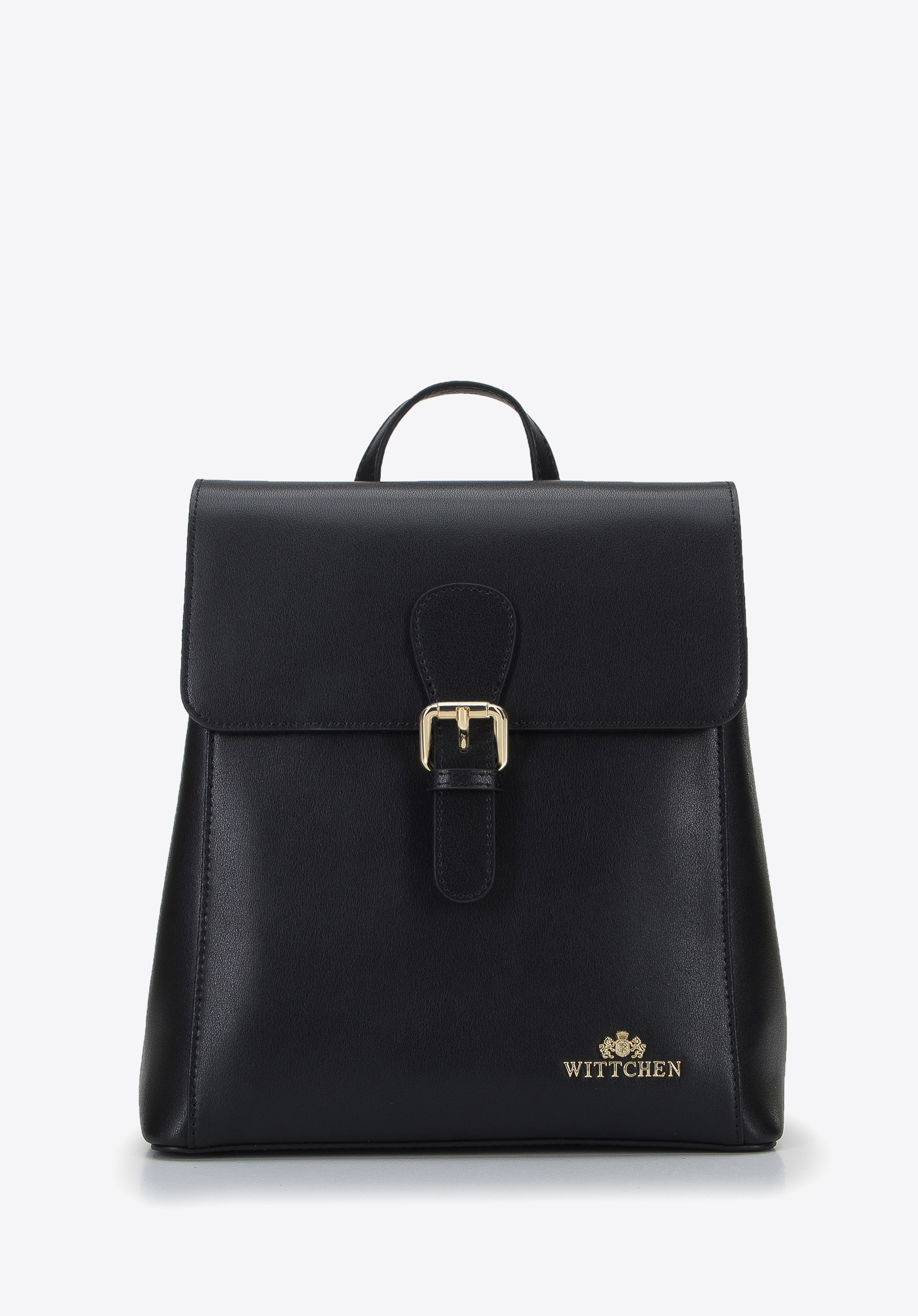 Einfacher Zweikammer-Lederrucksack für Damen, schwarz, 96-4E-641-1, Bild 1