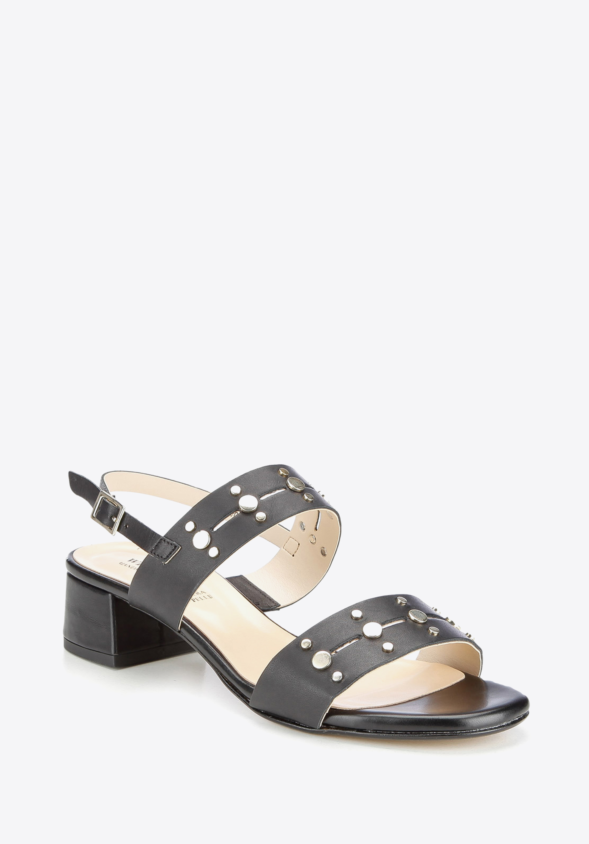 Damen Ledersandalen mit Nieten, schwarz, 86-D-404-1-36, Bild 1