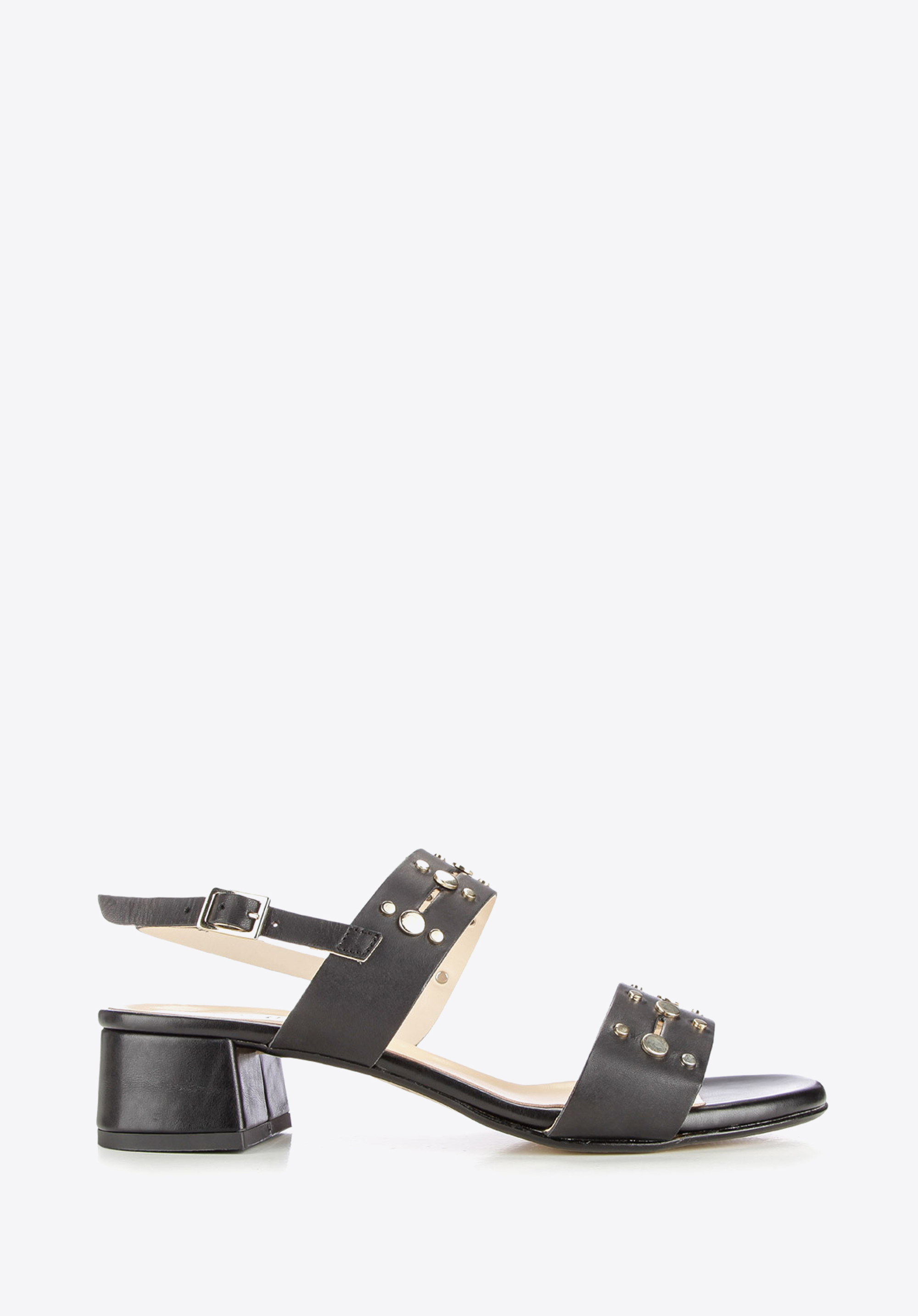 Damen Ledersandalen mit Nieten, schwarz, 86-D-404-1-36, Bild 1