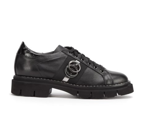 Damen-Ledersneaker mit Kette, schwarz, 93-D-109-1-36, Bild 1