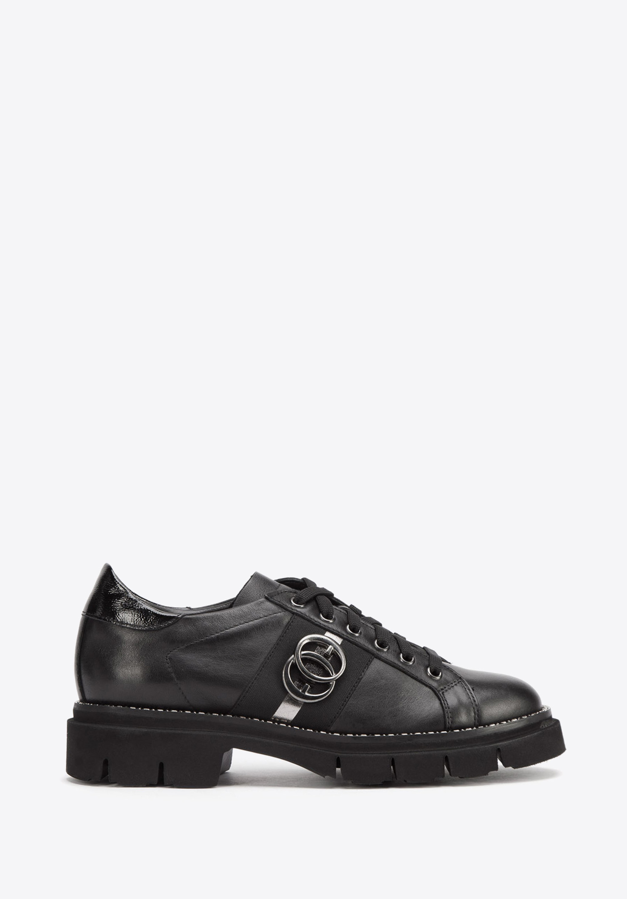 Damen-Ledersneaker mit Kette, schwarz, 93-D-109-1-37, Bild 1
