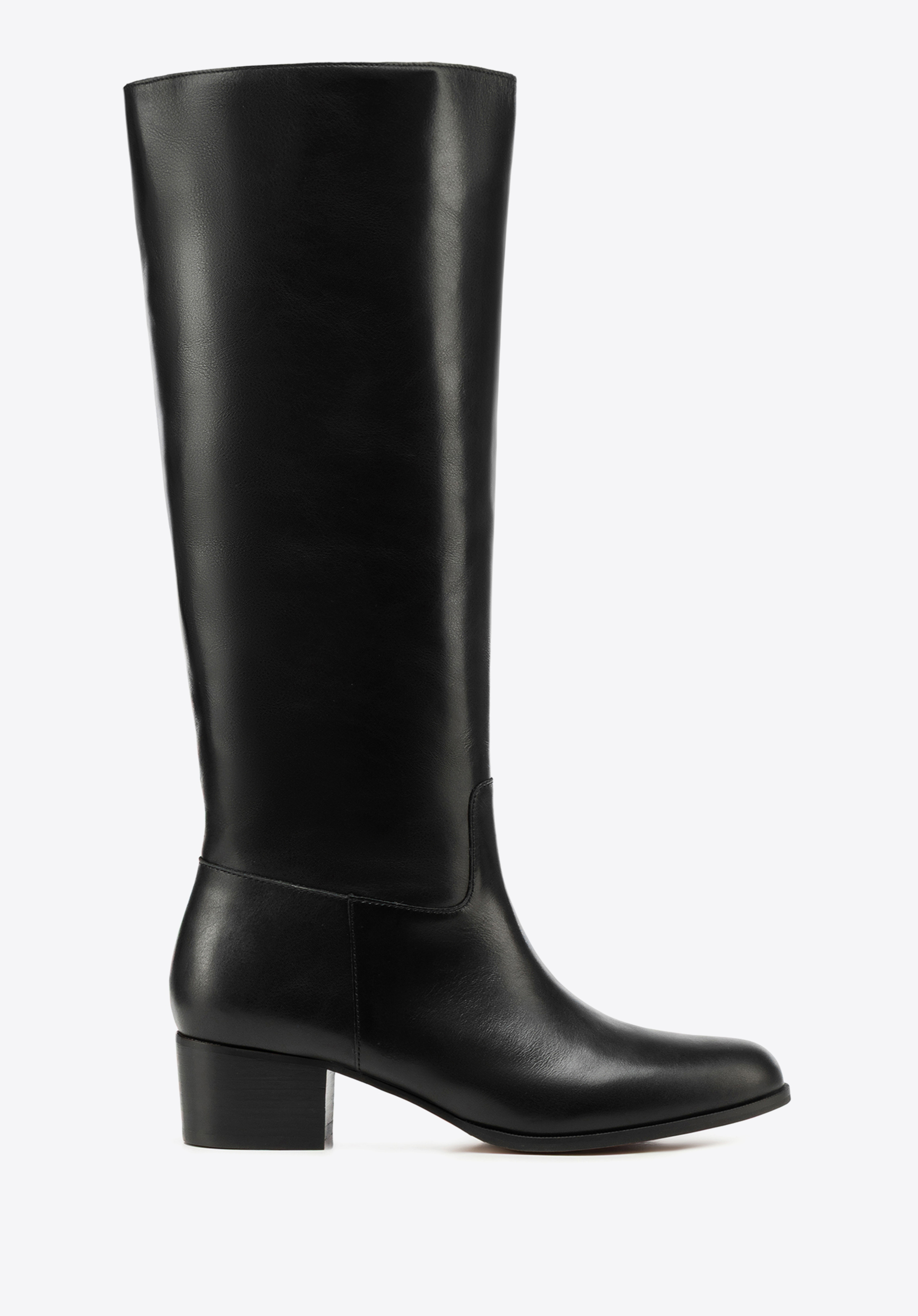 Damen Lederstiefel mit Blockabsatz, schwarz, 101-D-352-1-35, Bild 1