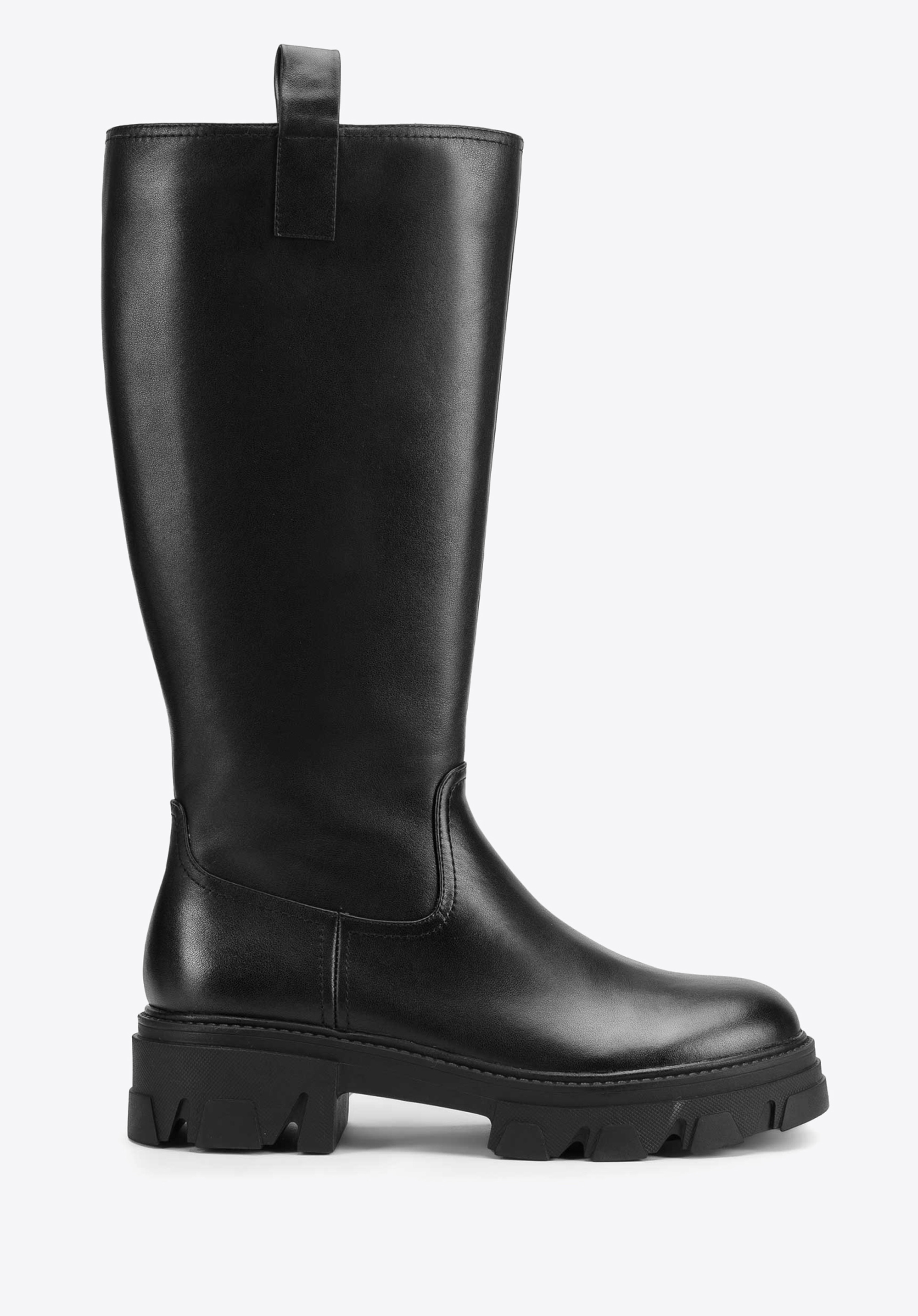 Damen-Lederstiefel mit dicken Sohlen, schwarz, 93-D-969-1-36, Bild 1