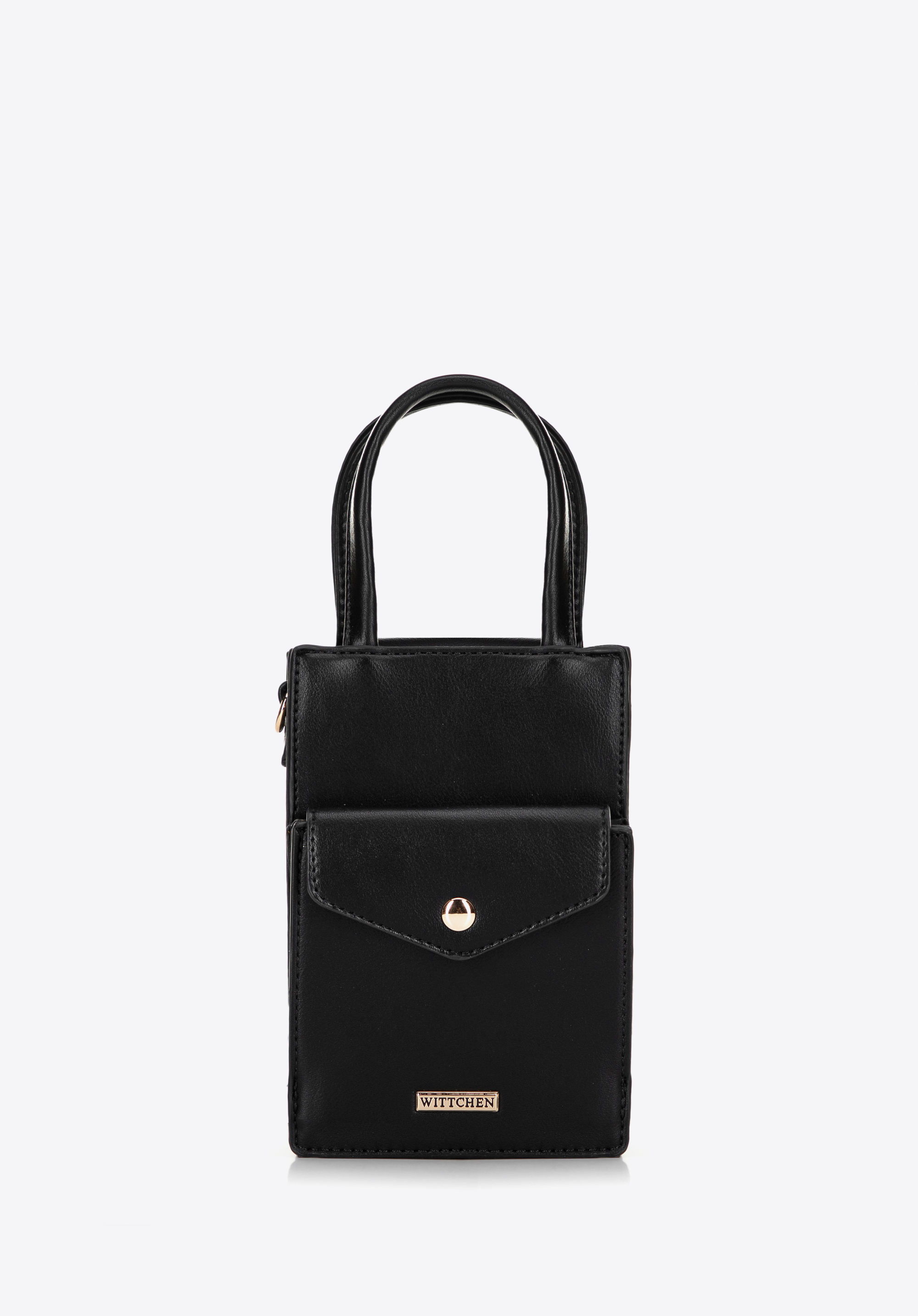 Damen Mini-Telefontasche aus Kunstleder, schwarz, 100-4Y-227-1, Bild 1