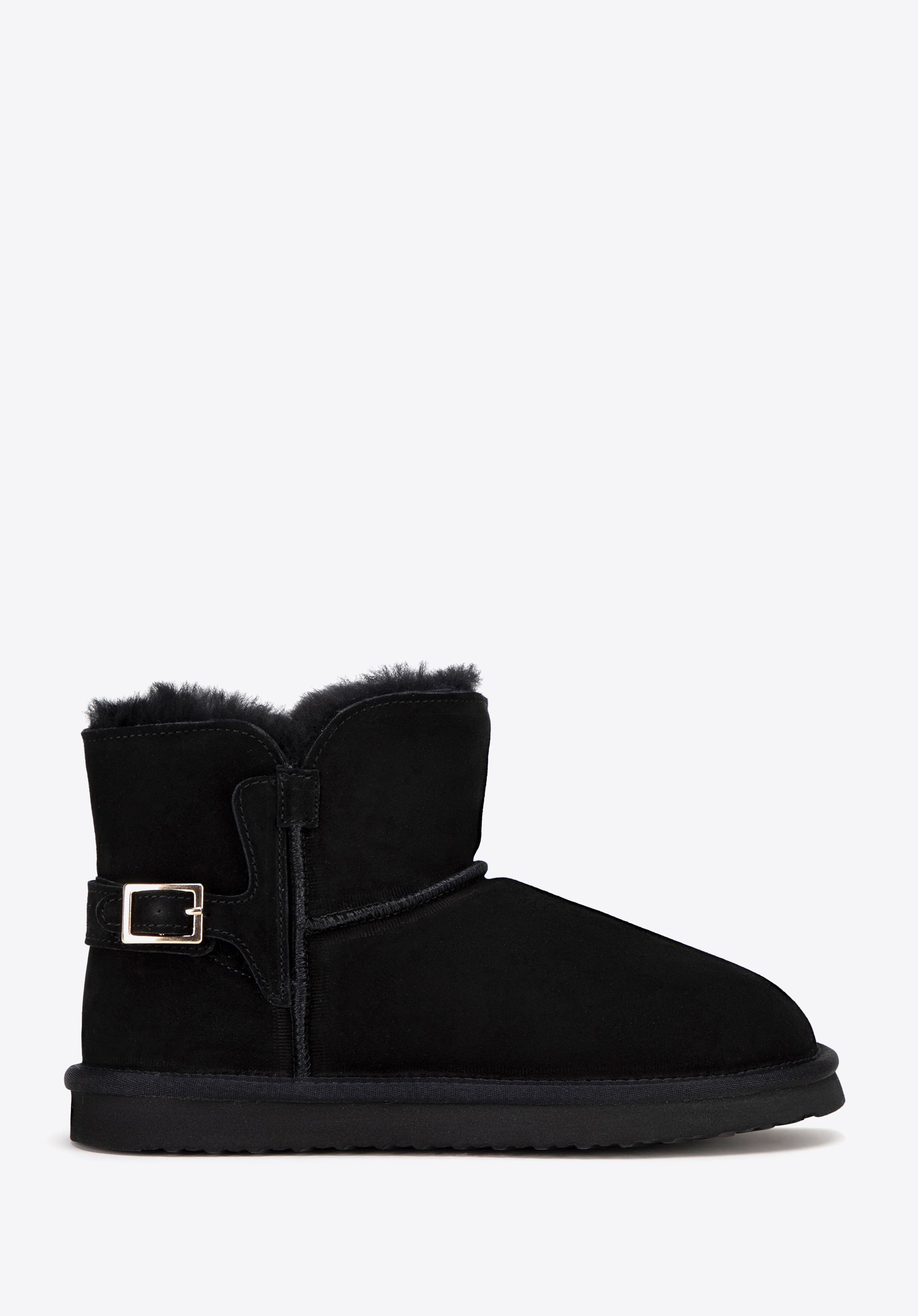 Damen-Ministiefelette aus Wildleder mit Schnallenriemen, schwarz, 99-D-853-1-39, Bild 1