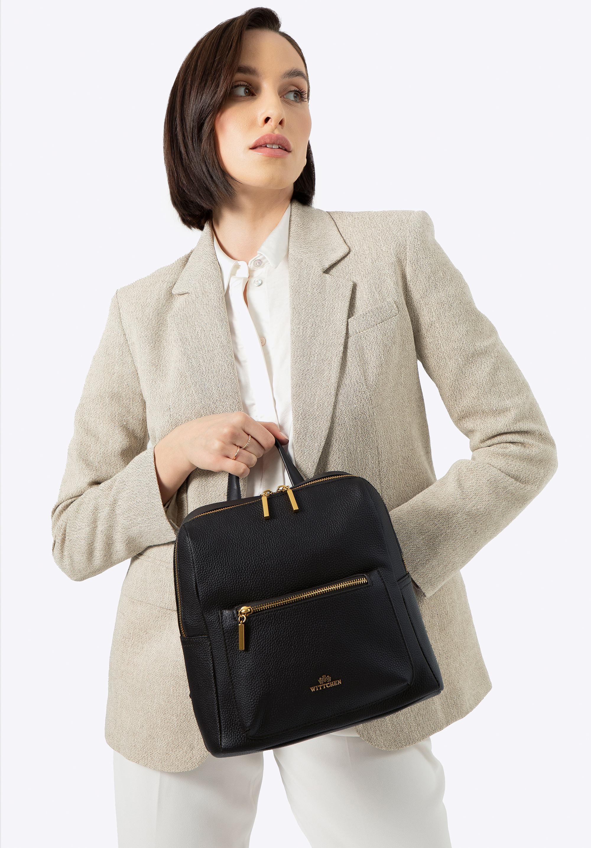 Damen Naturleder Box Rucksack, schwarz, 100-4E-226-1, Bild 1