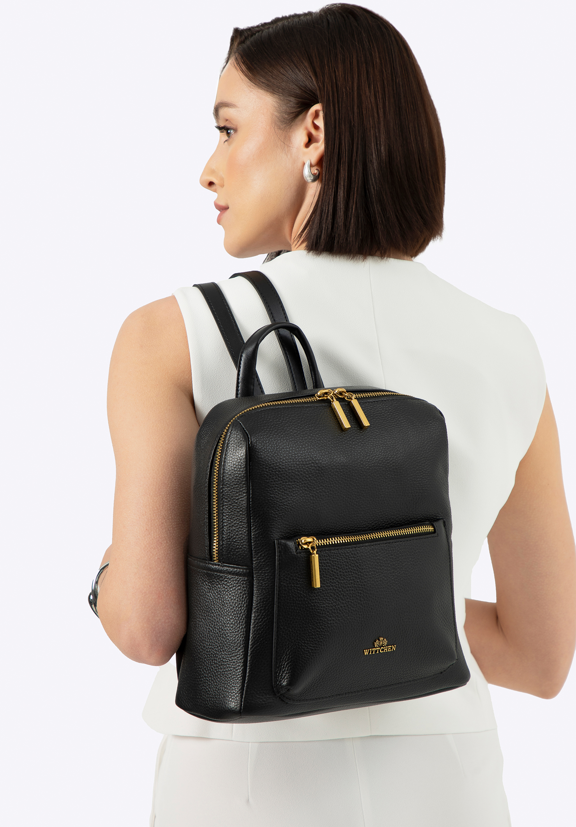 Damen Naturleder Box Rucksack, schwarz, 100-4E-226-1, Bild 1