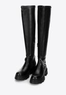 Overknee-Stiefel für Damen aus Leder mit Kette, schwarz, 97-D-502-1-38, Bild 2