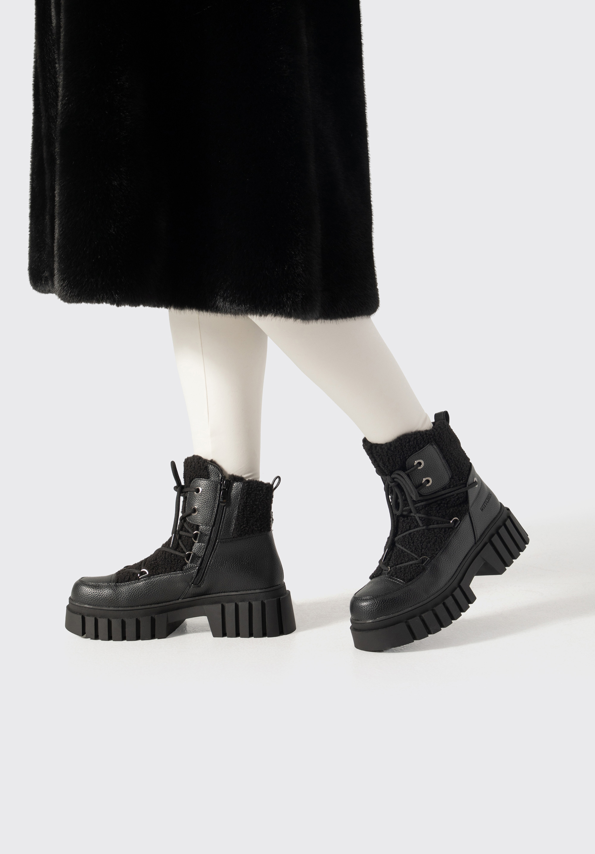 Damen-Plateau-Schneestiefel mit Kunstpelzbesatz, schwarz, 103-DP-850-1-41, Bild 1
