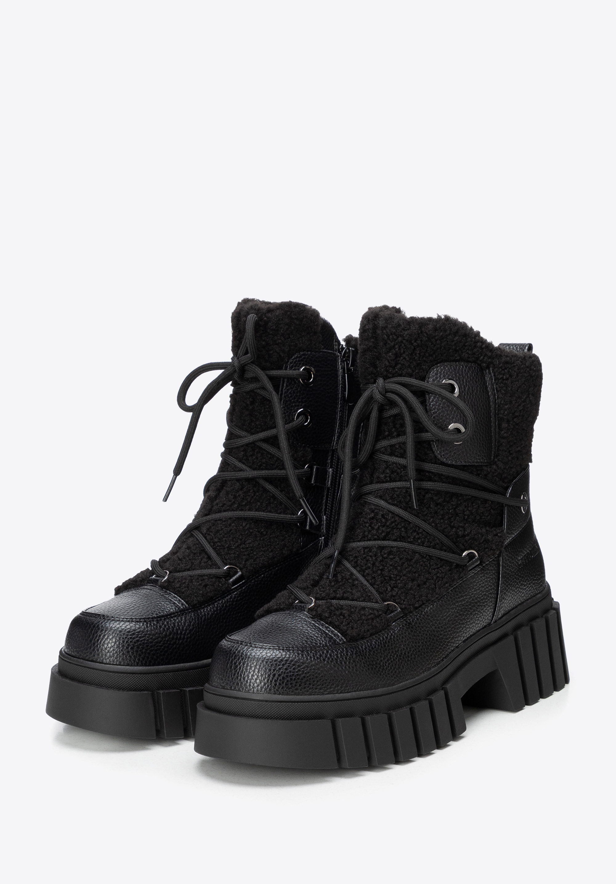 Damen-Plateau-Schneestiefel mit Kunstpelzbesatz, schwarz, 103-DP-850-1-41, Bild 1