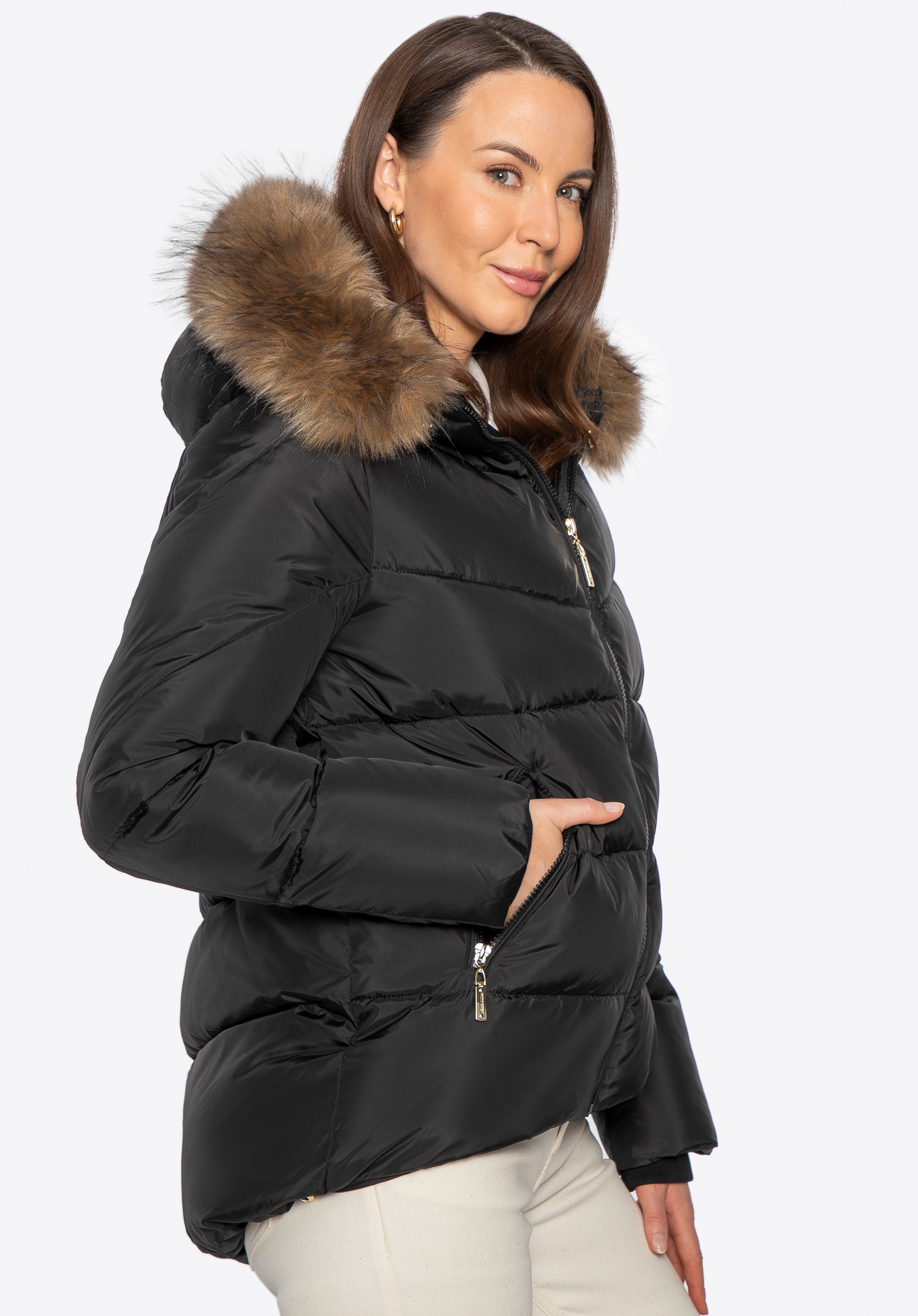 Damen Pufferjacke mit elastischen Bündchen, schwarz, 101-9D-400-1-XL, Bild 1
