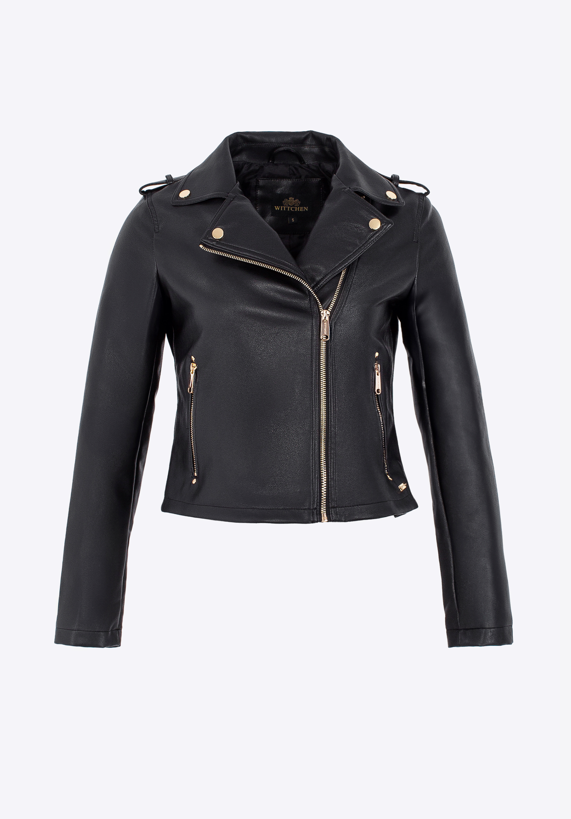 Damen-Ramones aus Öko-Leder mit Nieten schwarz