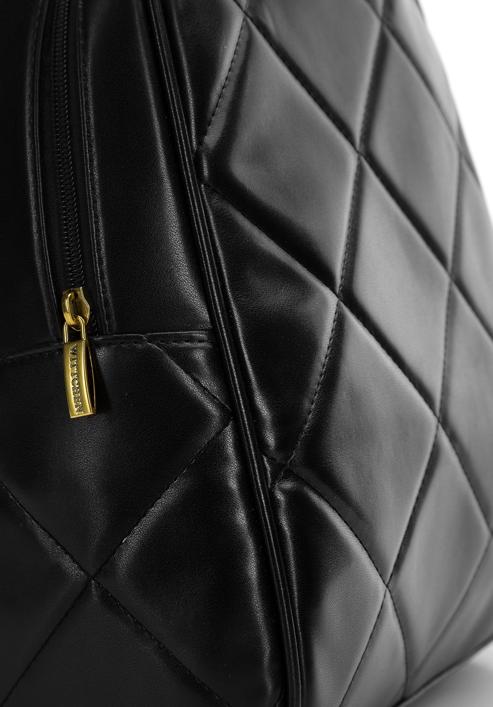 Damen-Rucksack aus gestepptem Öko-Leder, schwarz, 97-4Y-620-P, Bild 4