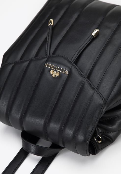 Damen-Rucksack aus Leder mit Längssteppung, schwarz, 96-4E-619-3, Bild 4