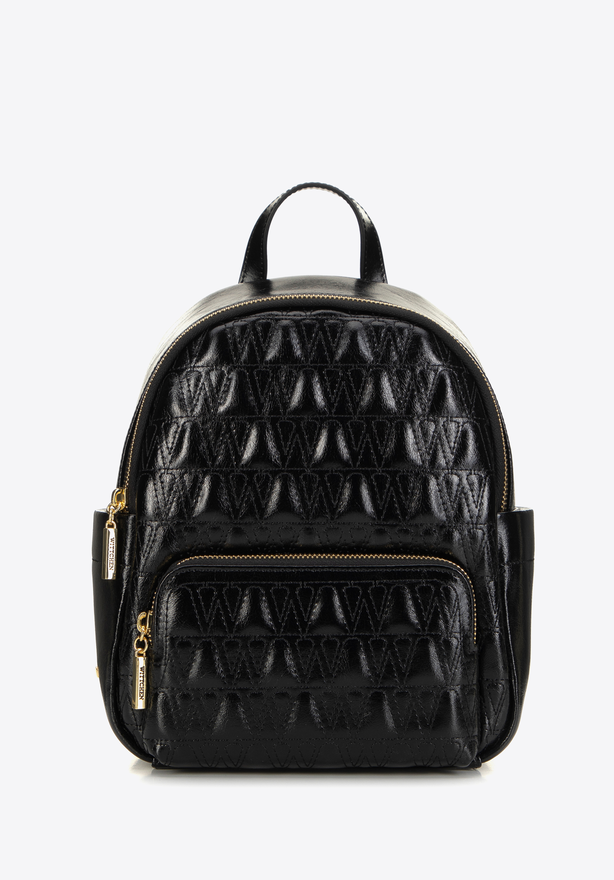 Damen-Rucksack aus Leder mit Logo, schwarz, 99-4E-640-1, Bild 1