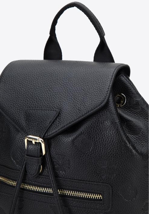 Damen-Rucksack aus Leder mit Monogramm, schwarz, 96-4E-606-P, Bild 4