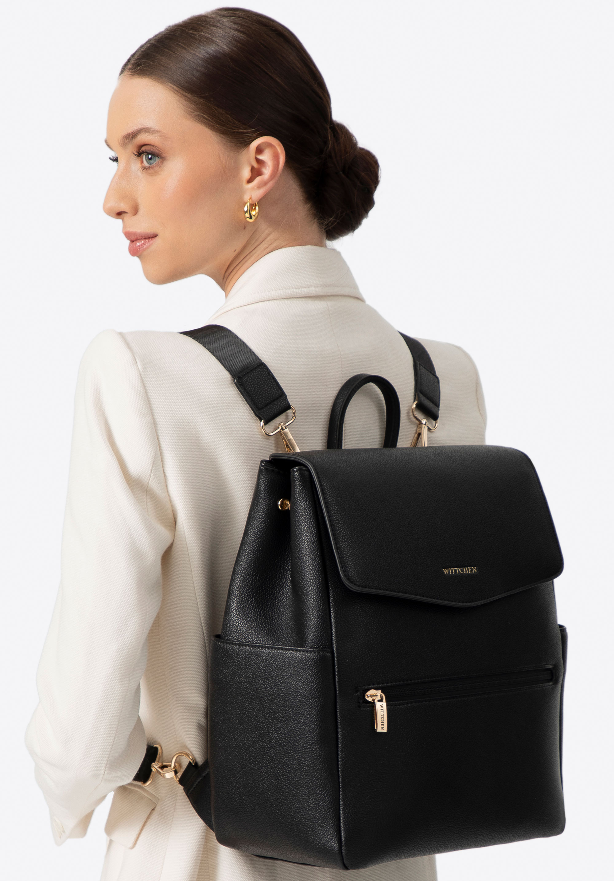 Damen-Rucksack aus Öko-Leder mit 13"-Laptopfach, schwarz, 100-4Y-917-1, Bild 1