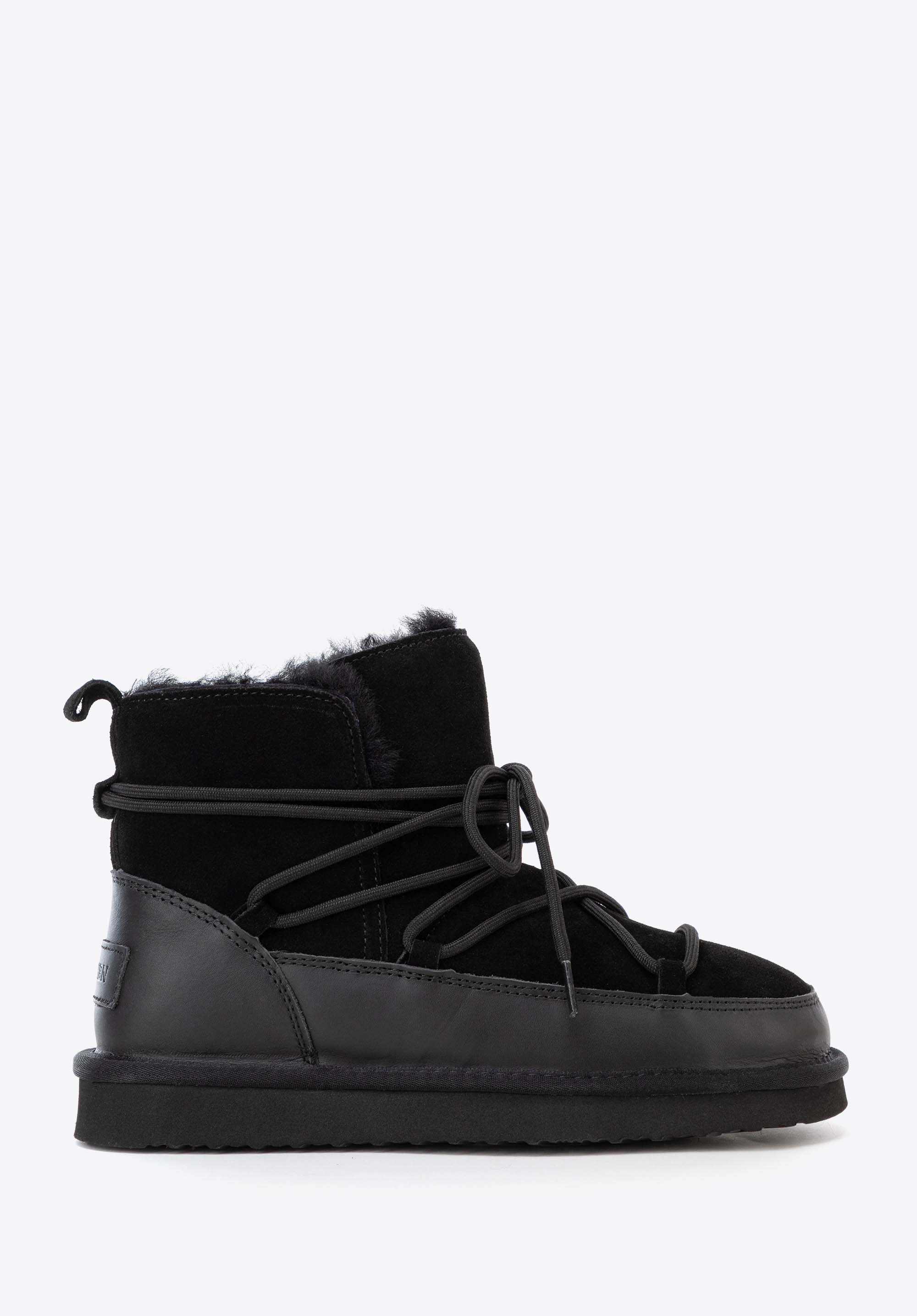 Damen-Schneestiefel aus Wildleder mit Futter aus Schafwolle, schwarz, 103-D-852-1-39, Bild 1