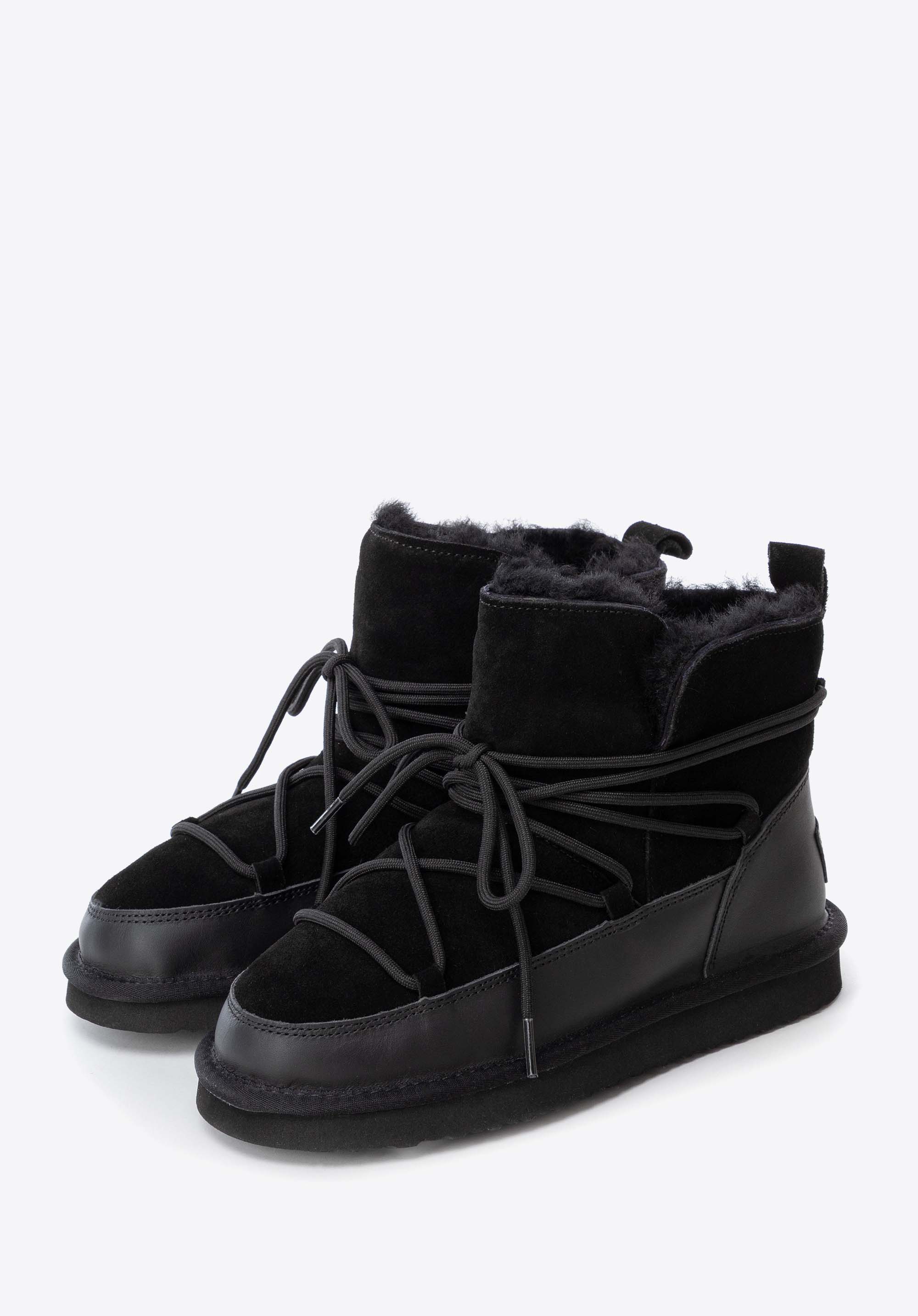 Damen-Schneestiefel aus Wildleder mit Futter aus Schafwolle, schwarz, 103-D-852-1-37, Bild 1