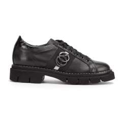 Damen-Ledersneaker mit Kette, schwarz, 93-D-109-1-35, Bild 1
