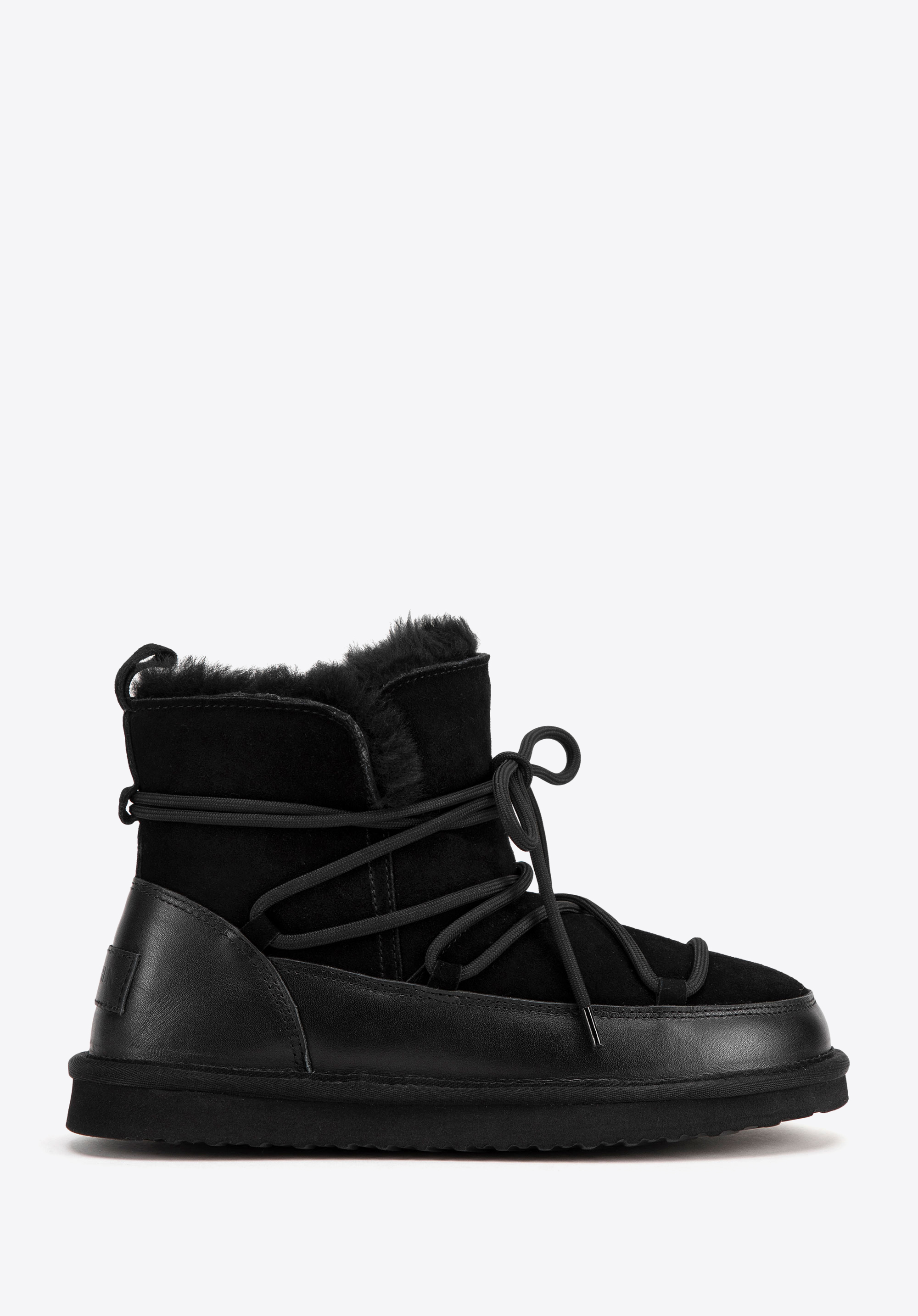 Damen Schnürstiefel mit Fellbesatz, schwarz, 99-D-854-1-37, Bild 1