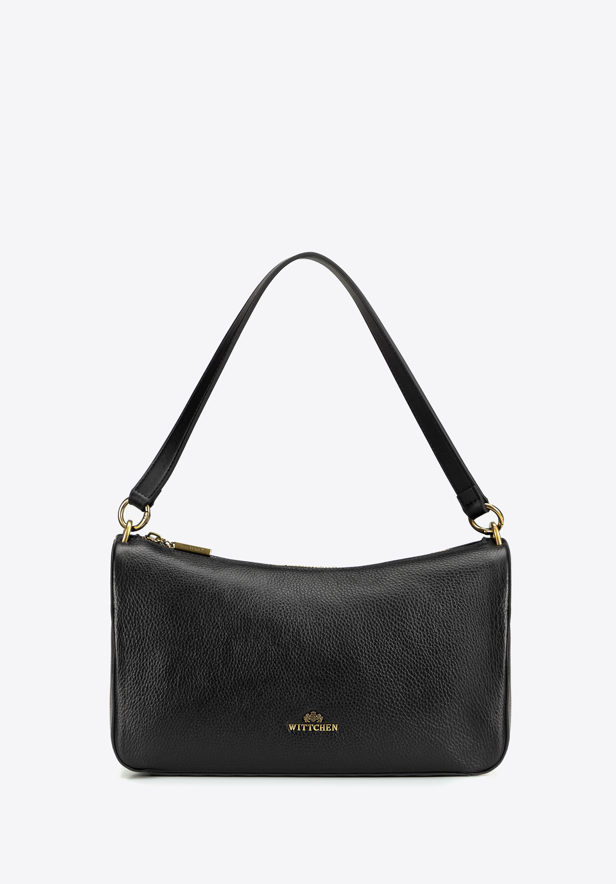 Damen-Schultertasche aus Leder, schwarz, 103-4E-202-1, Bild 1