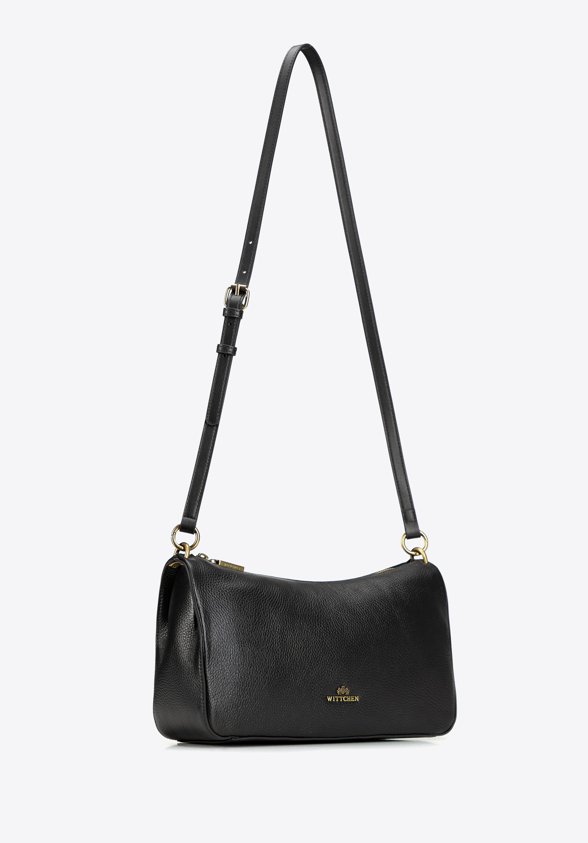 Damen-Schultertasche aus Leder, schwarz, 103-4E-202-1, Bild 1