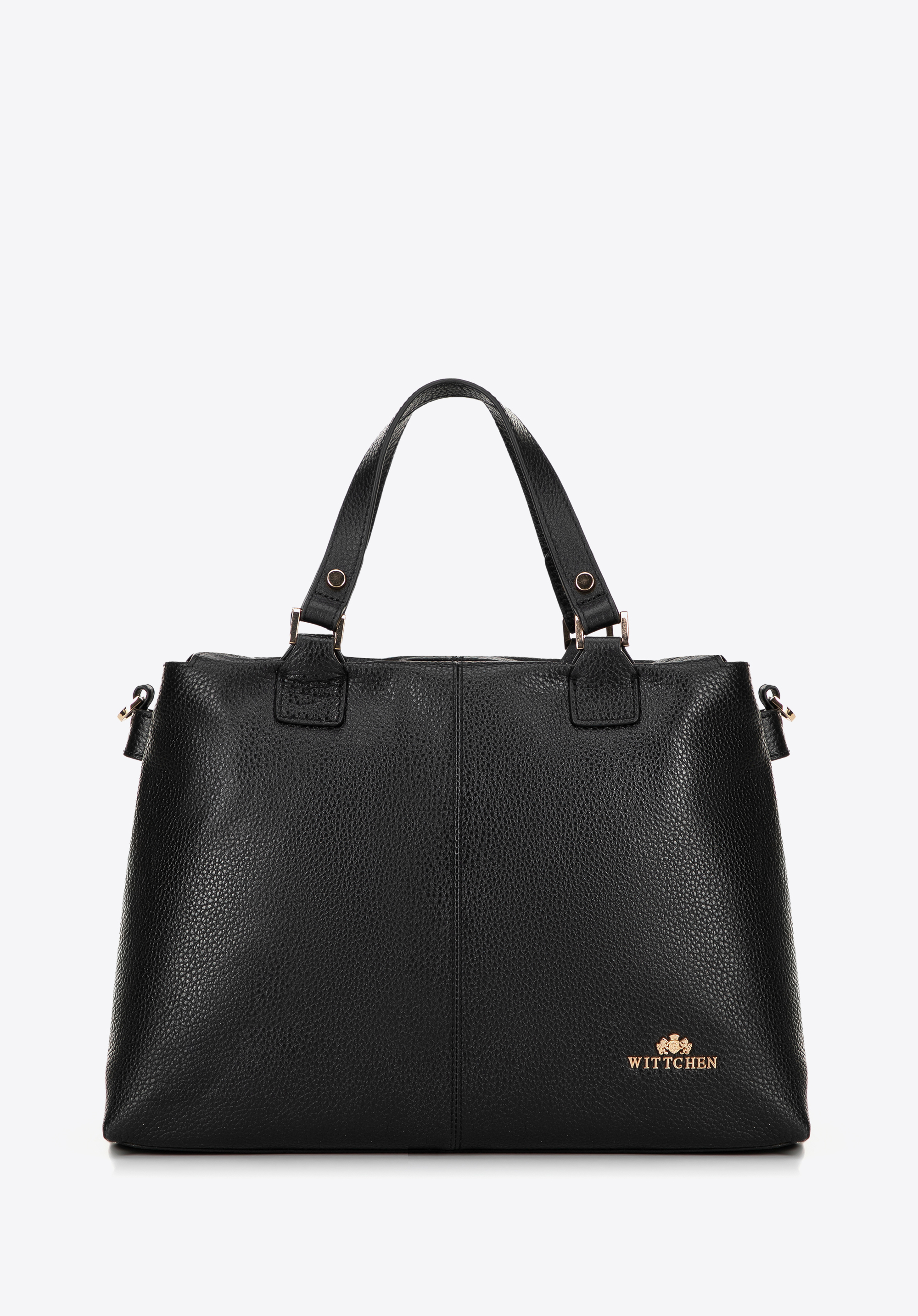Damen-Shopper aus genarbtem Leder mit zwei Fächern