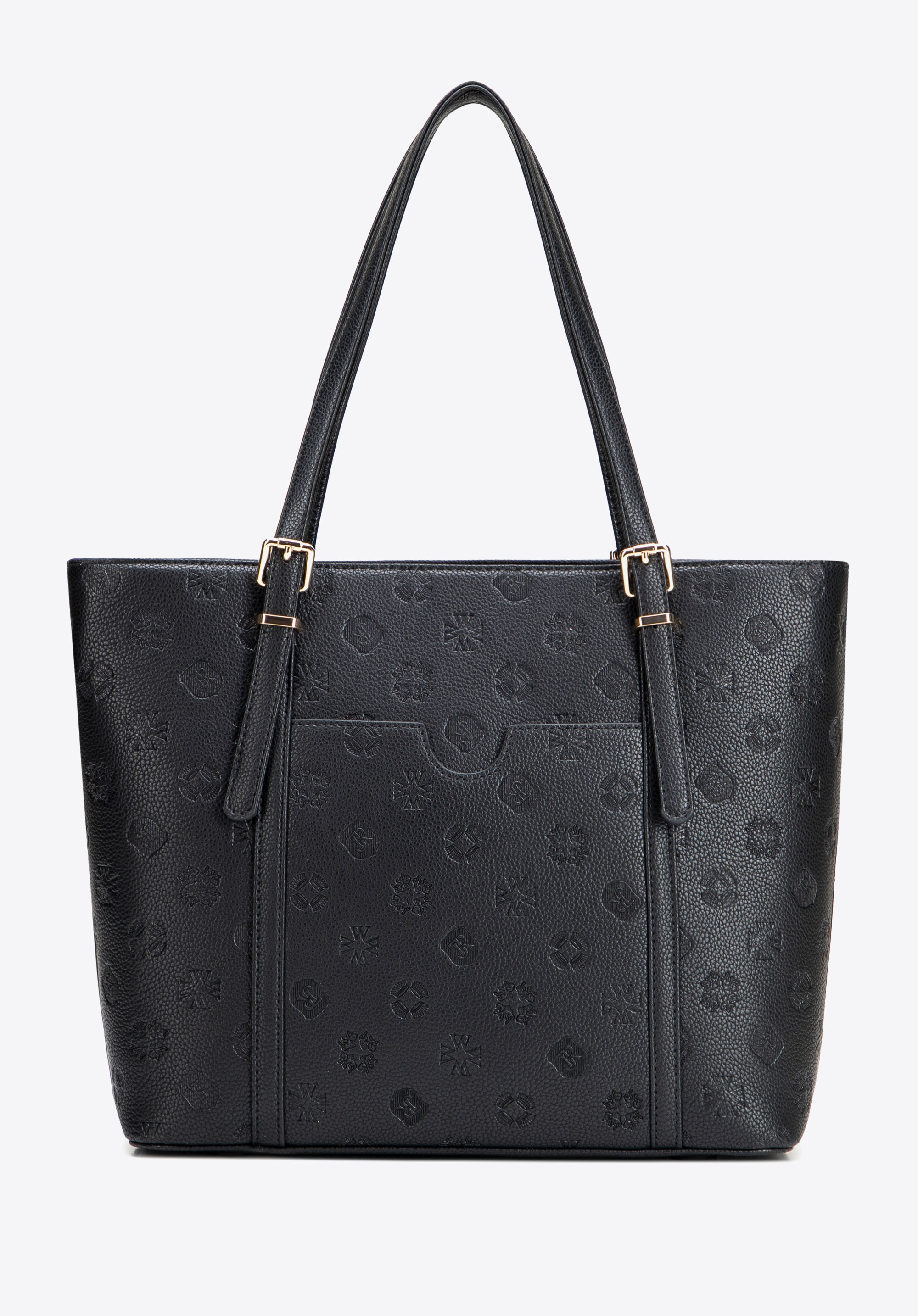 Damen-Shopper aus Kunstleder mit Prägung, schwarz, 101-4Y-P05-1, Bild 1