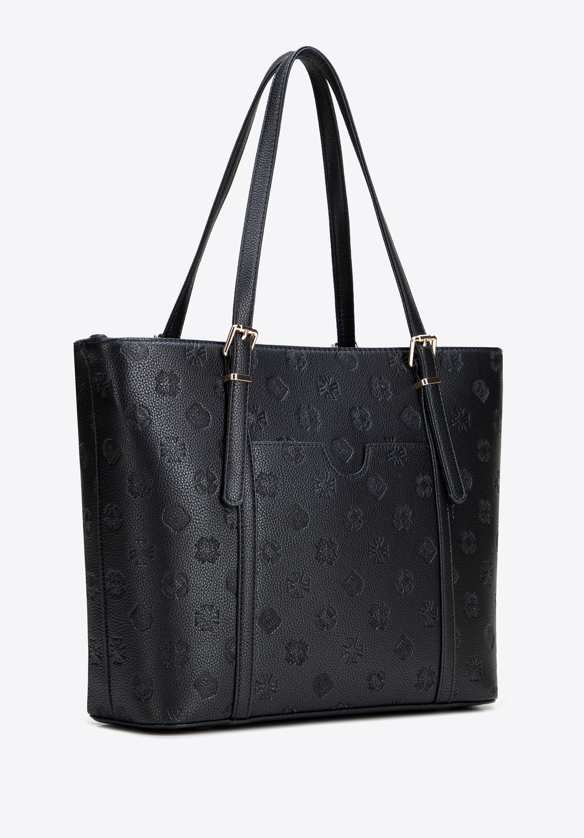 Damen-Shopper aus Kunstleder mit Prägung, schwarz, 101-4Y-P05-1, Bild 1