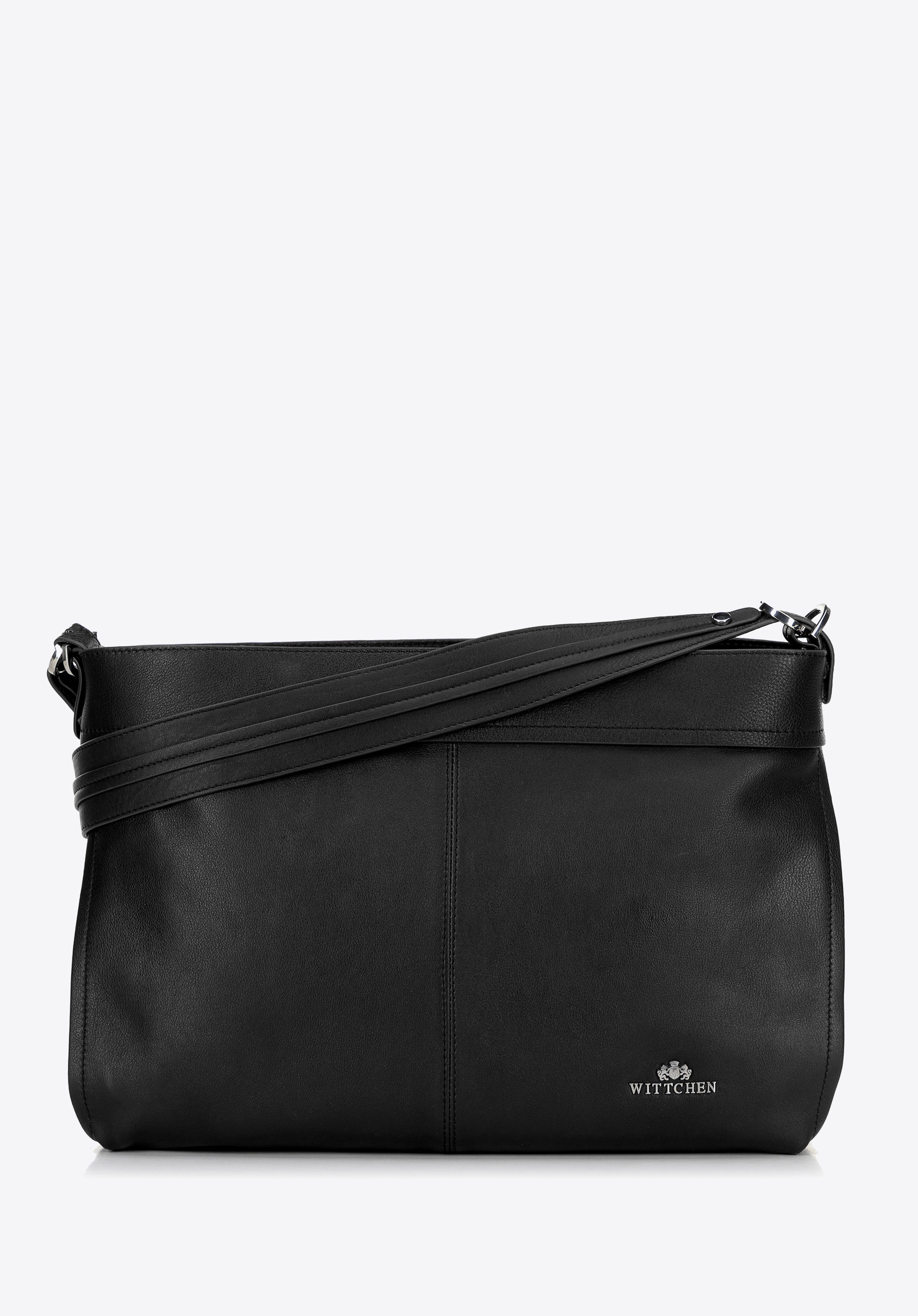 Damen-Shopper aus Leder mit abnehmbarem Tragegriff, schwarz, 100-4E-812-1, Bild 1