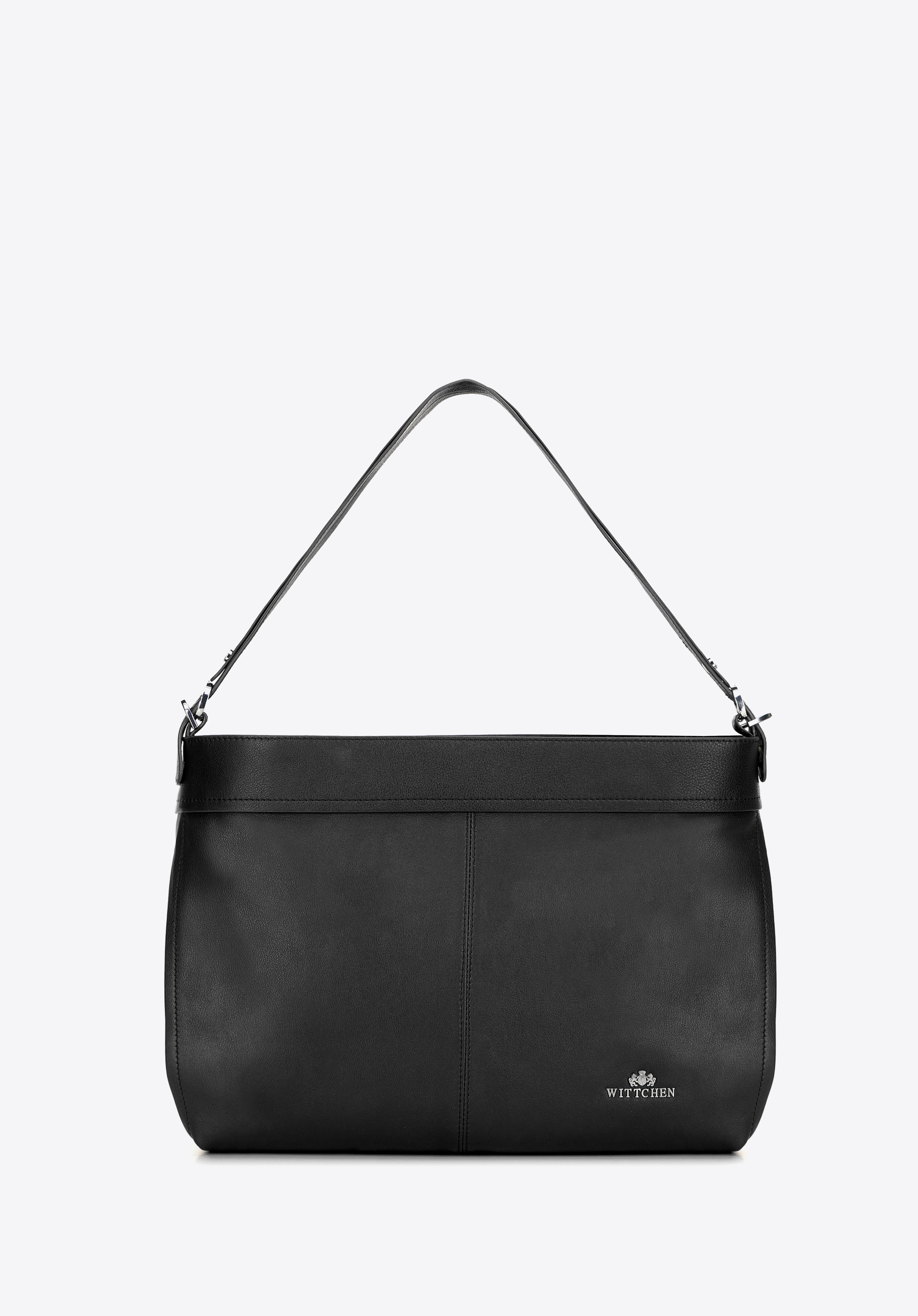 Damen-Shopper aus Leder mit abnehmbarem Tragegriff, schwarz, 100-4E-812-1, Bild 1