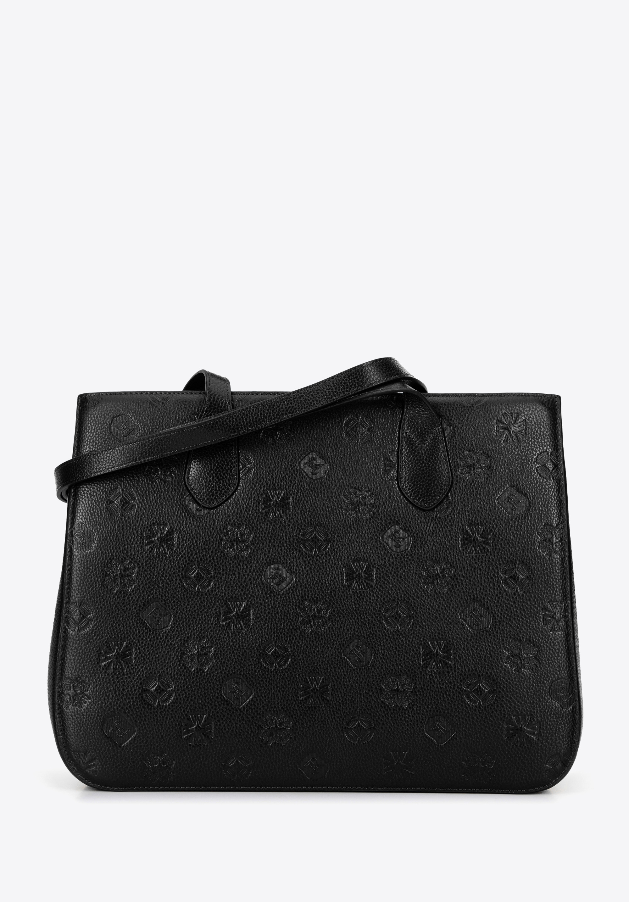 Damen-Shopper aus Leder mit Monogramm, schwarz, 99-4E-613-1, Bild 1