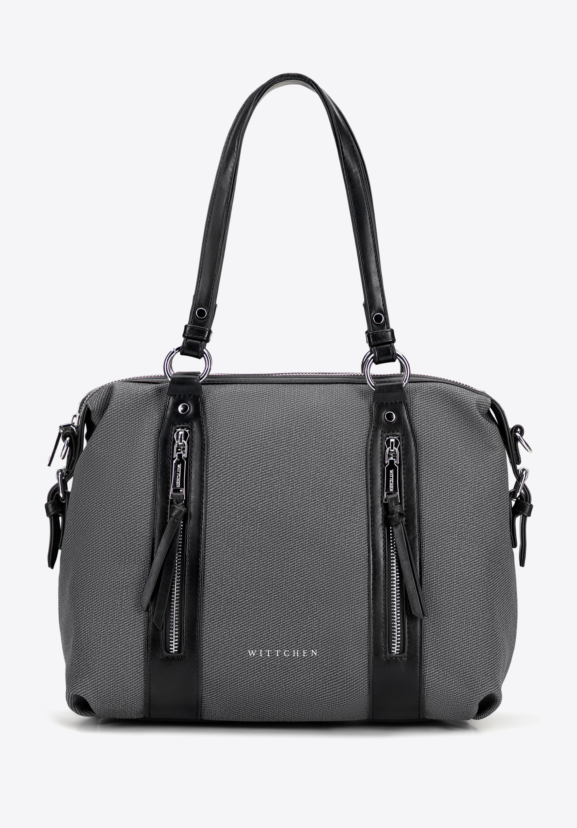 Damen-Shopper mit Griffen aus Kunstleder, schwarz, 101-4Y-714-1, Bild 1