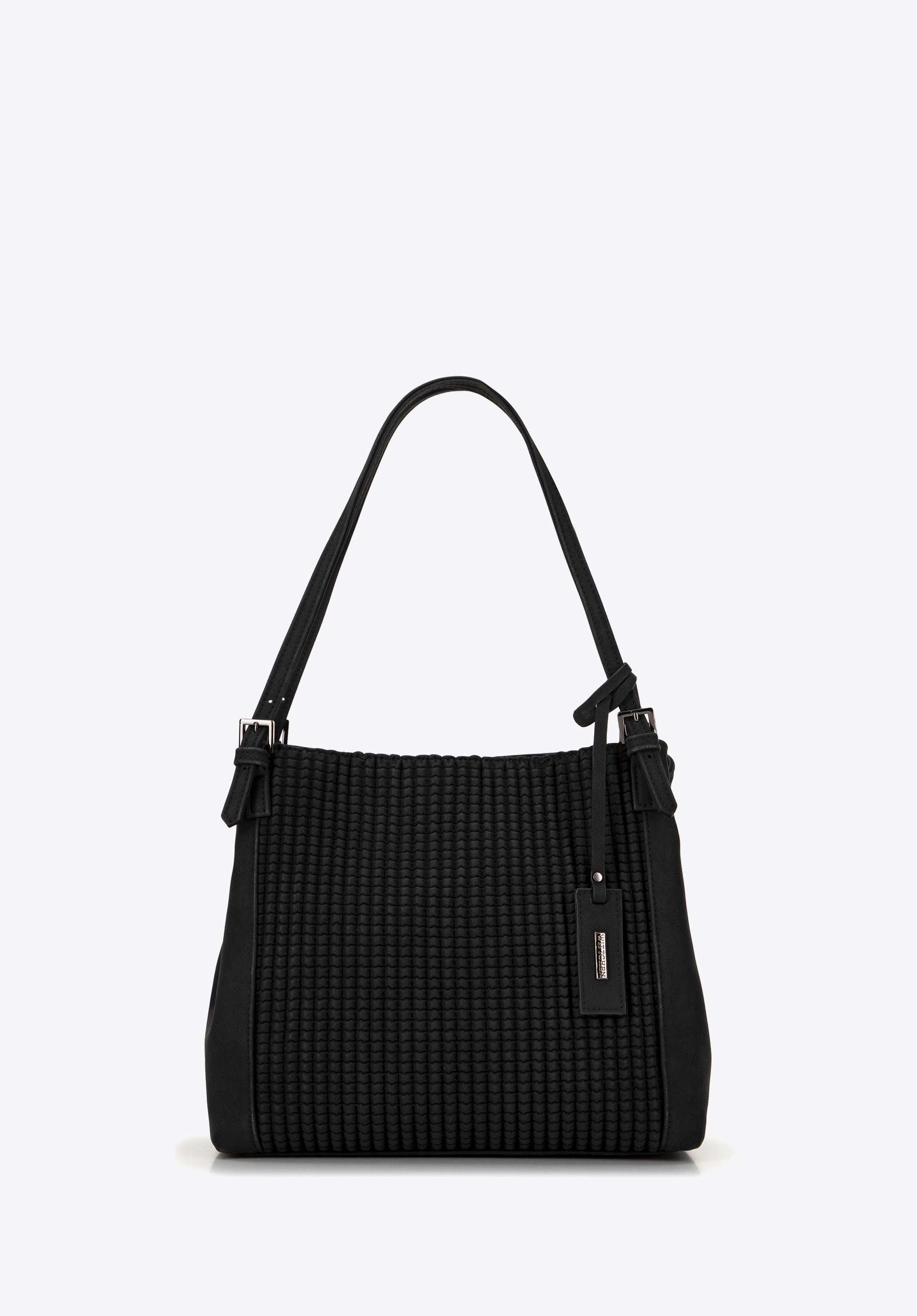 Damen-Shopper-Tasche aus ökologischem Leder, schwarz, 99-4Y-701-1, Bild 1