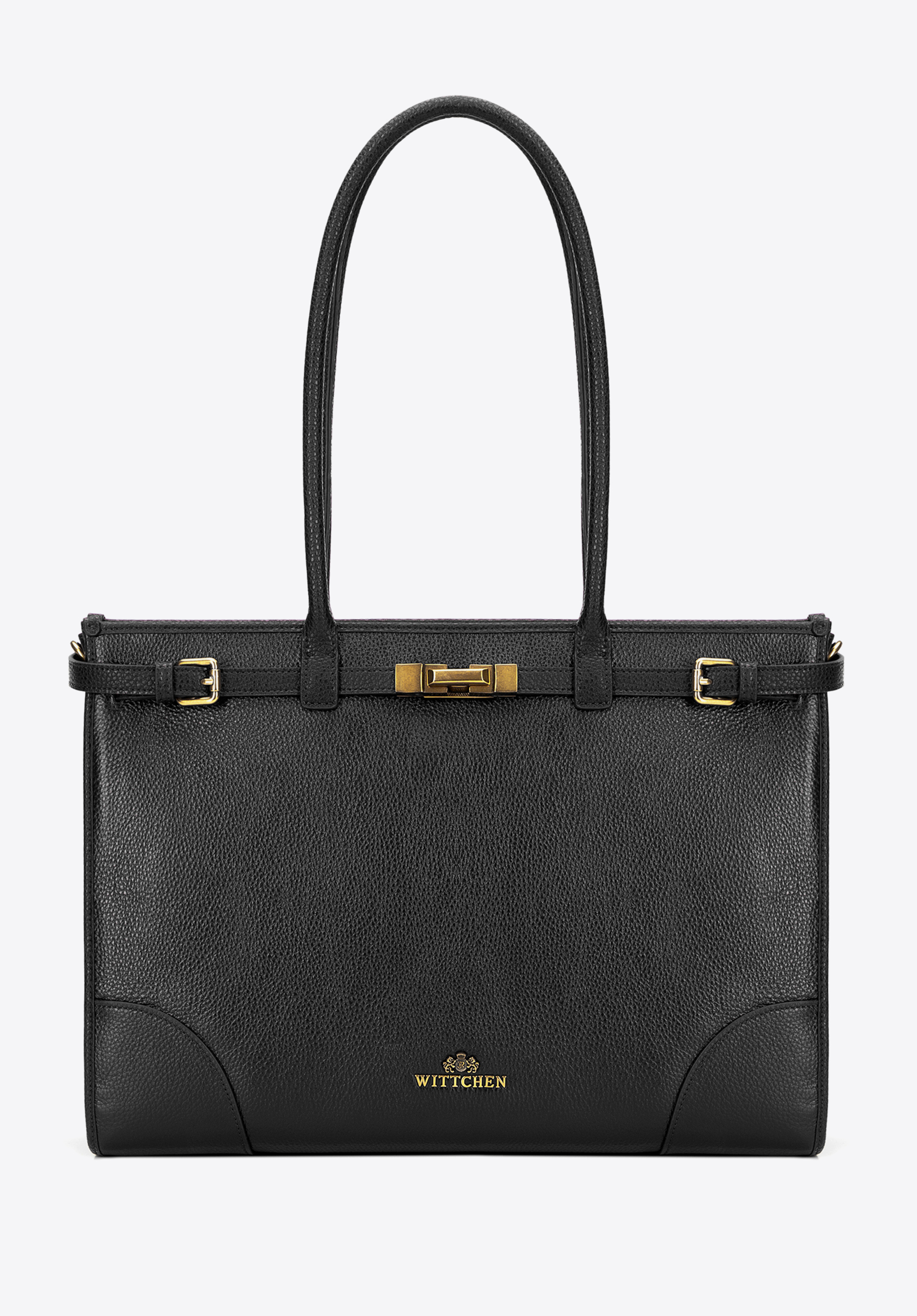 Damen-Shopper aus Leder mit genarbter Struktur, schwarz, 101-4E-205-1, Bild 1