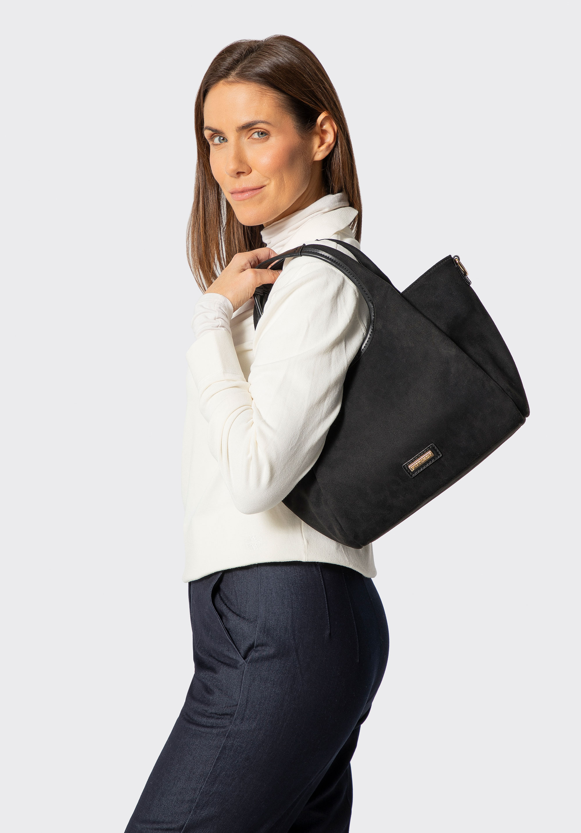 Damen-Shoppertasche mit Leopardenmuster, schwarz, 101-4Y-413-1, Bild 1