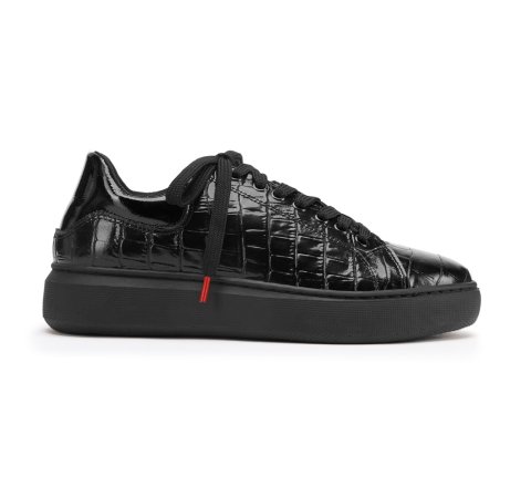 Damen-Sneaker aus Lackleder mit Krokodiltextur, schwarz, 93-D-300-1W-40, Bild 1